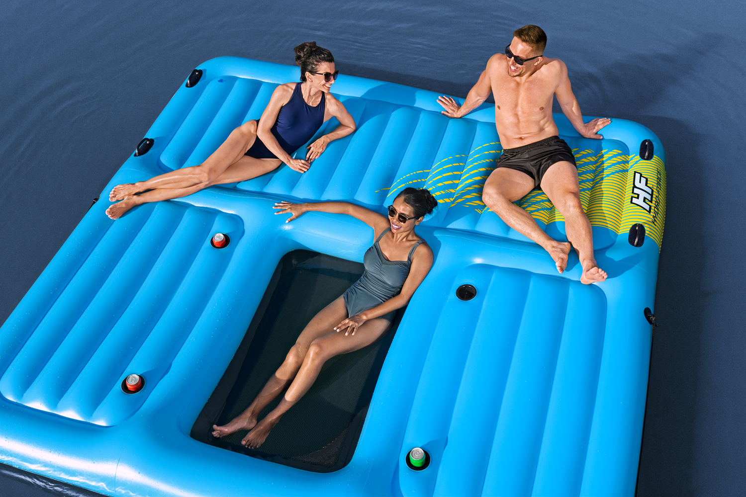 Badeinsel Summer Slide™ mit Wasserrutsche 376 x 311 cm