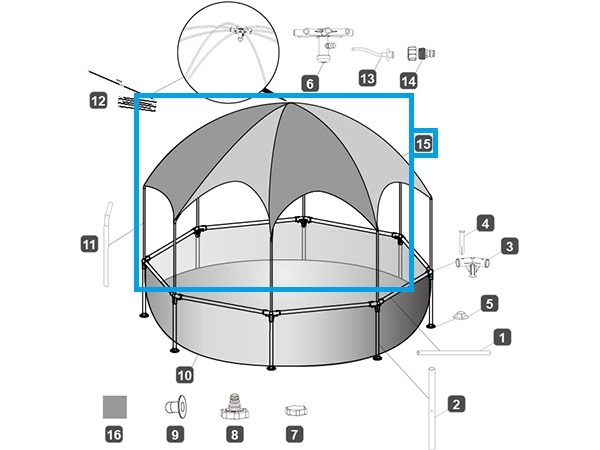 Tent's Outer Cloth for Steel Pro™ UV Careful™ ™ Splash-in-Shade Play Pool 244cm x 51cm