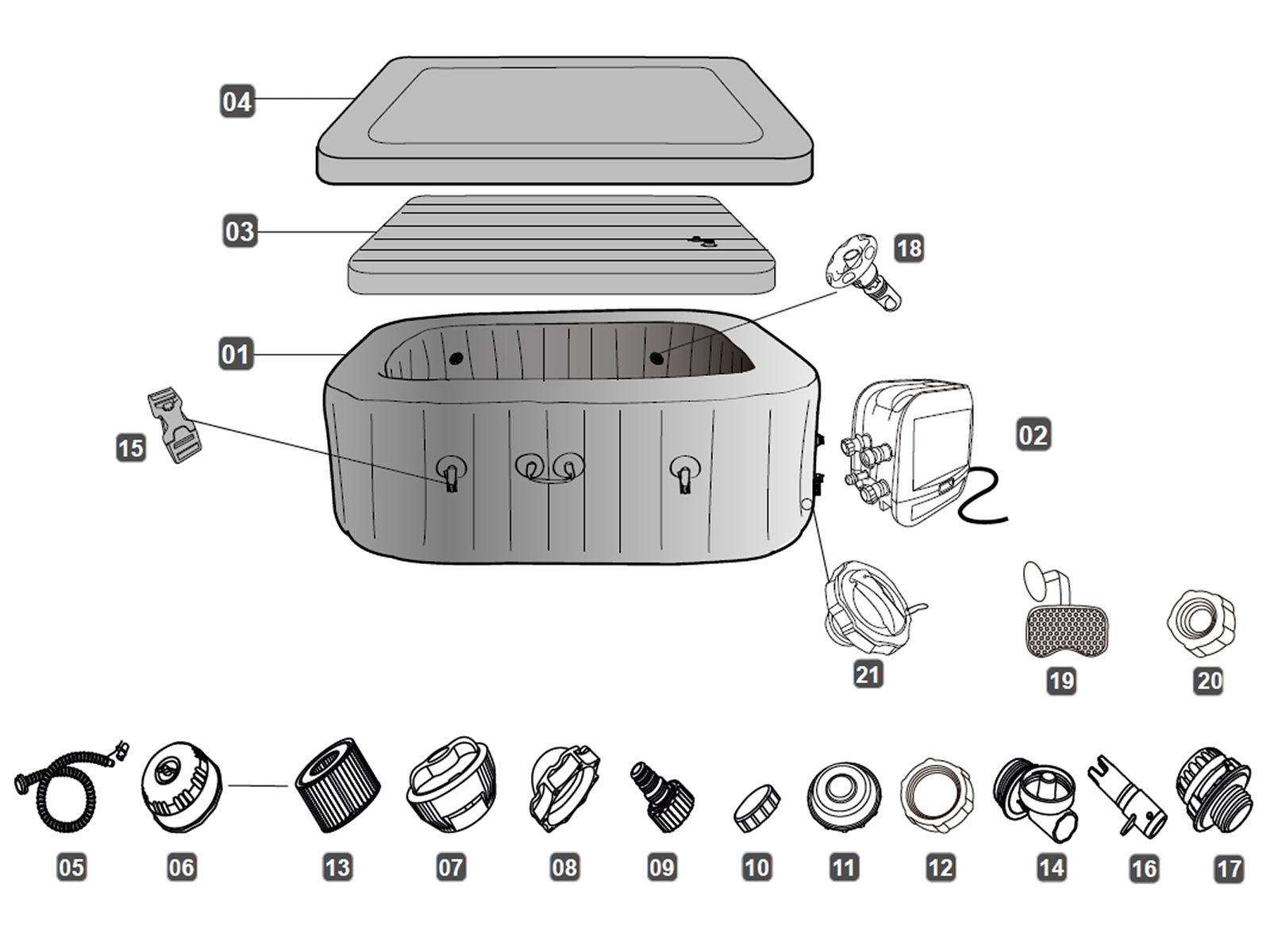 Bestway® Spare Part Inflatable Cover (white) for LAY-Z-SPA® San Francisco HydroJet Pro™ Whirlpool (2023)