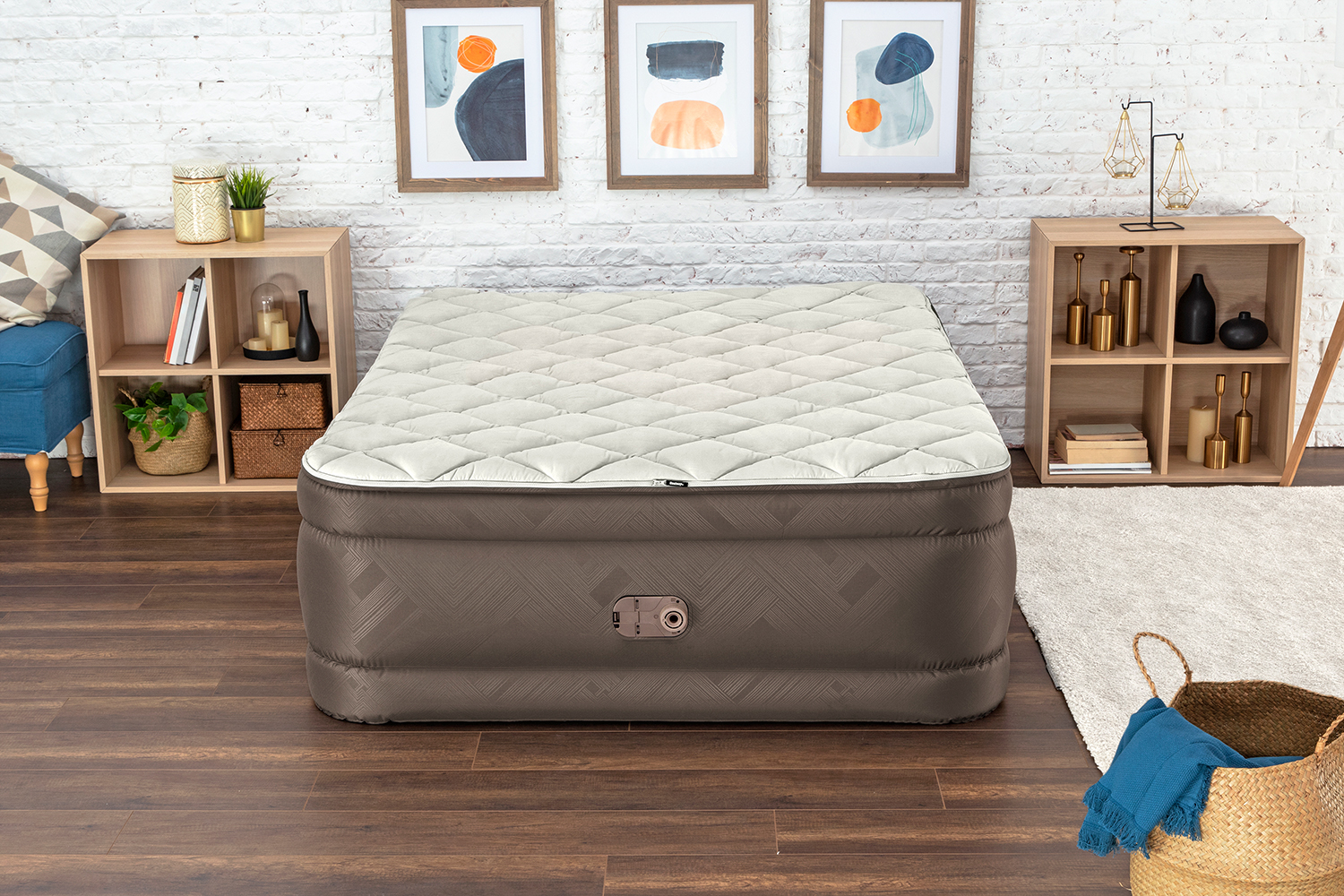 Fortech™ Doppelluftbett mit Reißverschlussbezug & integrierter Elektropumpe  203 x 152 x 51 cm