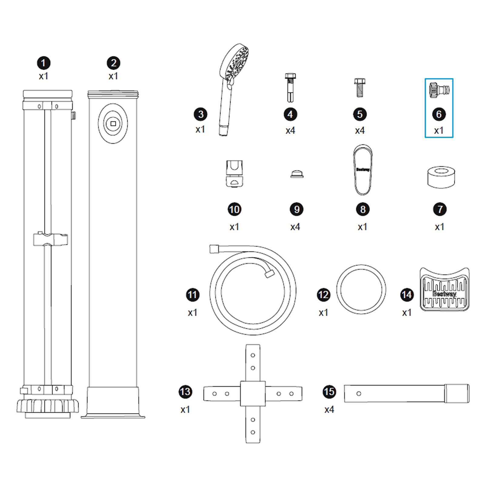Bestway® Spare Part Hose connectors (set) for Solar Flow Outdoor Shower