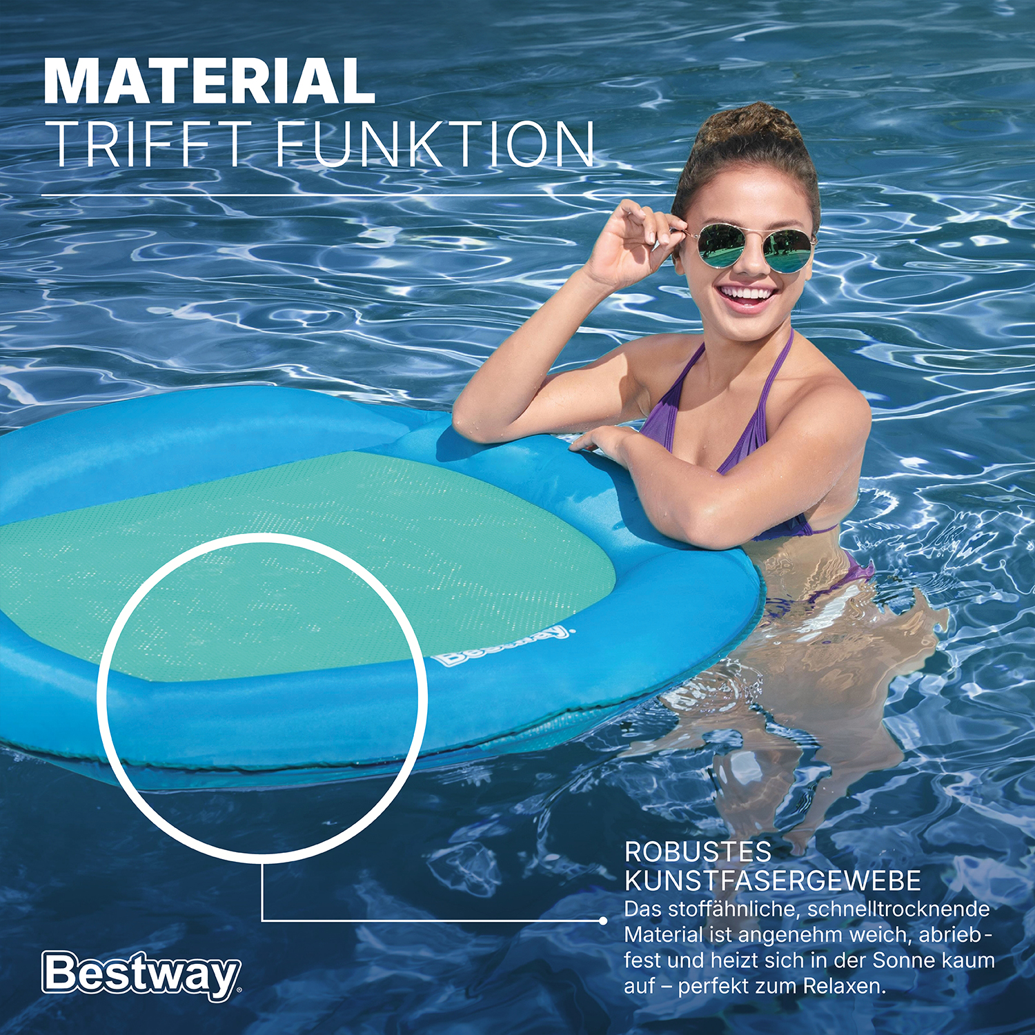 Flex 'n Fold™ Poolmatte 106 x 105 cm Pop-Up-Wasserhängematte 106 x 95 x 16 cm