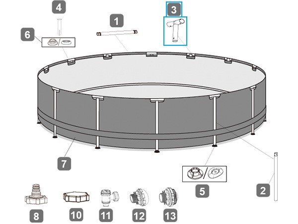 Bestway® Spare Part T-connector (grey/frameLink System™) for Steel Pro MAX™ pool Ø 549x122 cm, round