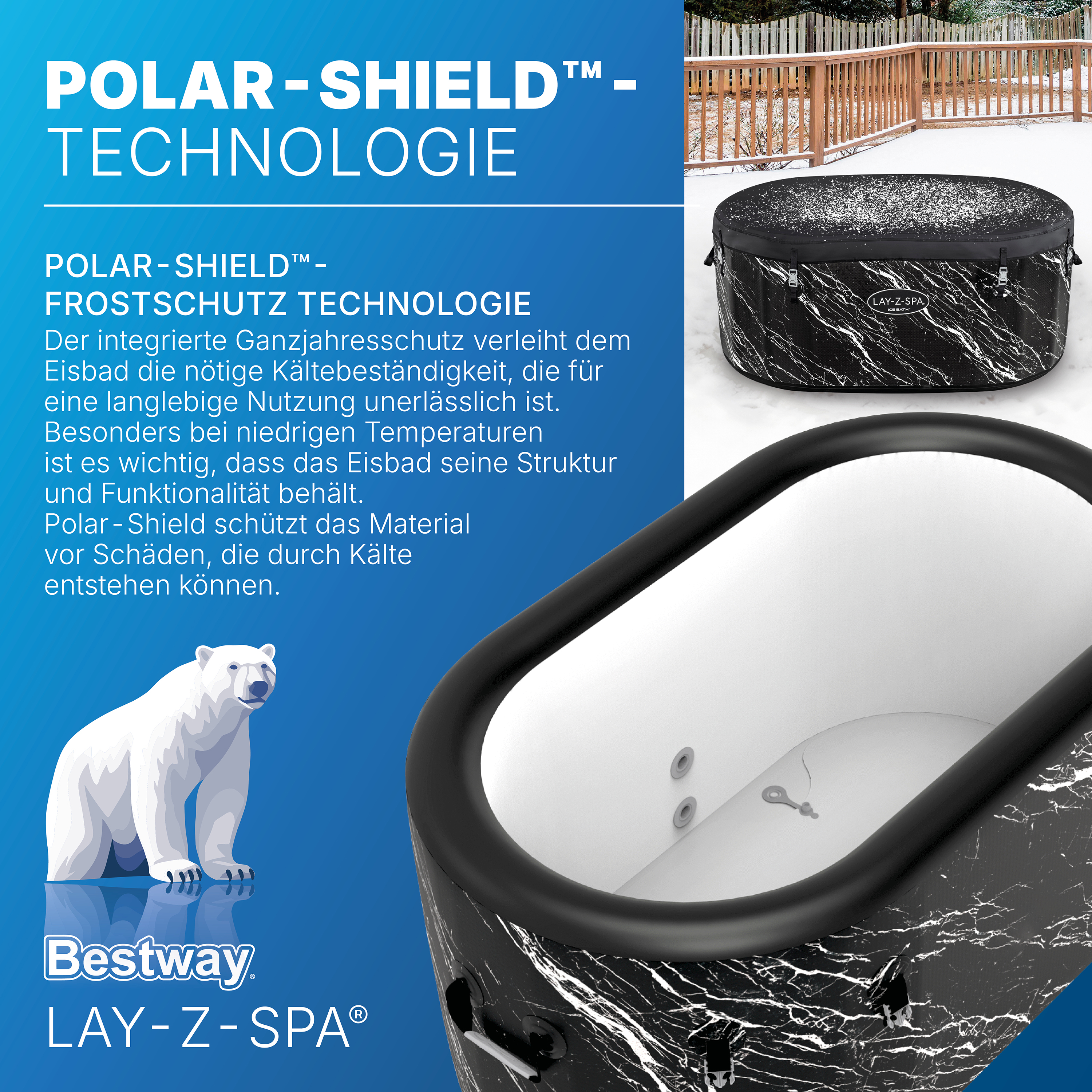 LAY-Z-SPA® FortiFiber™ Eisbad Glacial Dip™ mit Filterpumpe 152 x 92 x 71 cm