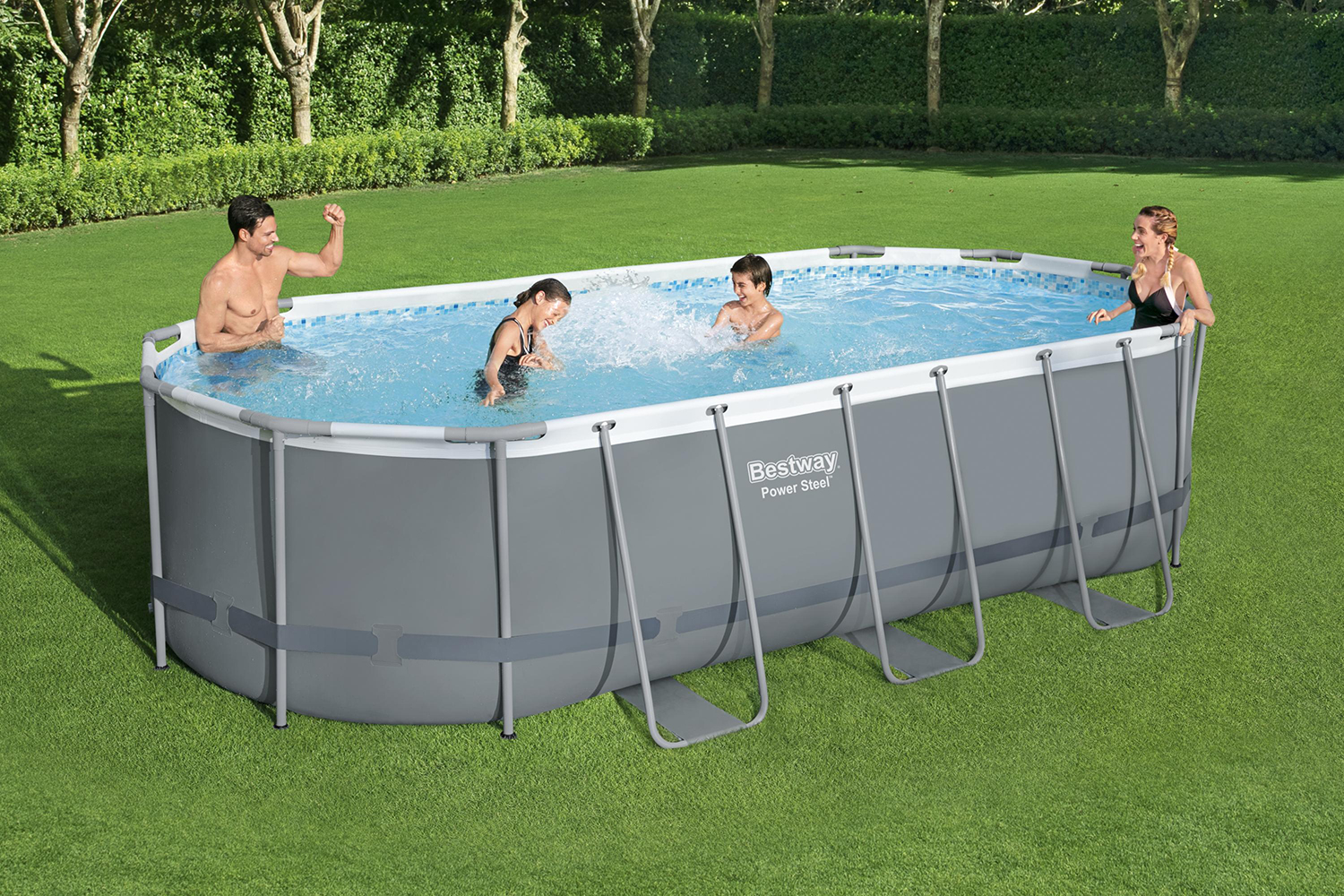 Power Steel™ Solo Pool ohne Zubehör 549 x 274 x 122 cm, grau, oval
