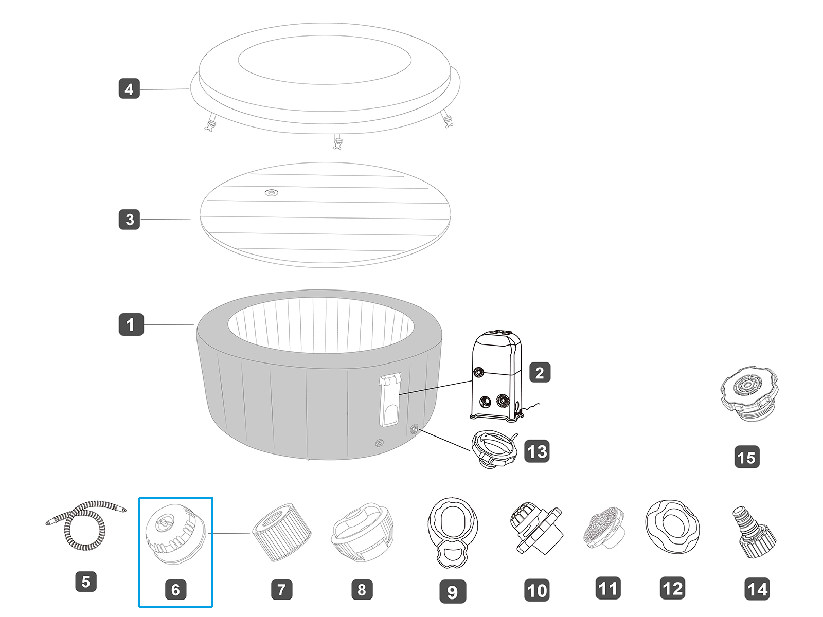 Bestway® Ersatzteil Filterset (ohne Kartusche) für LAY-Z-SPA® UltraFit™Whirlpools (ab 2024)