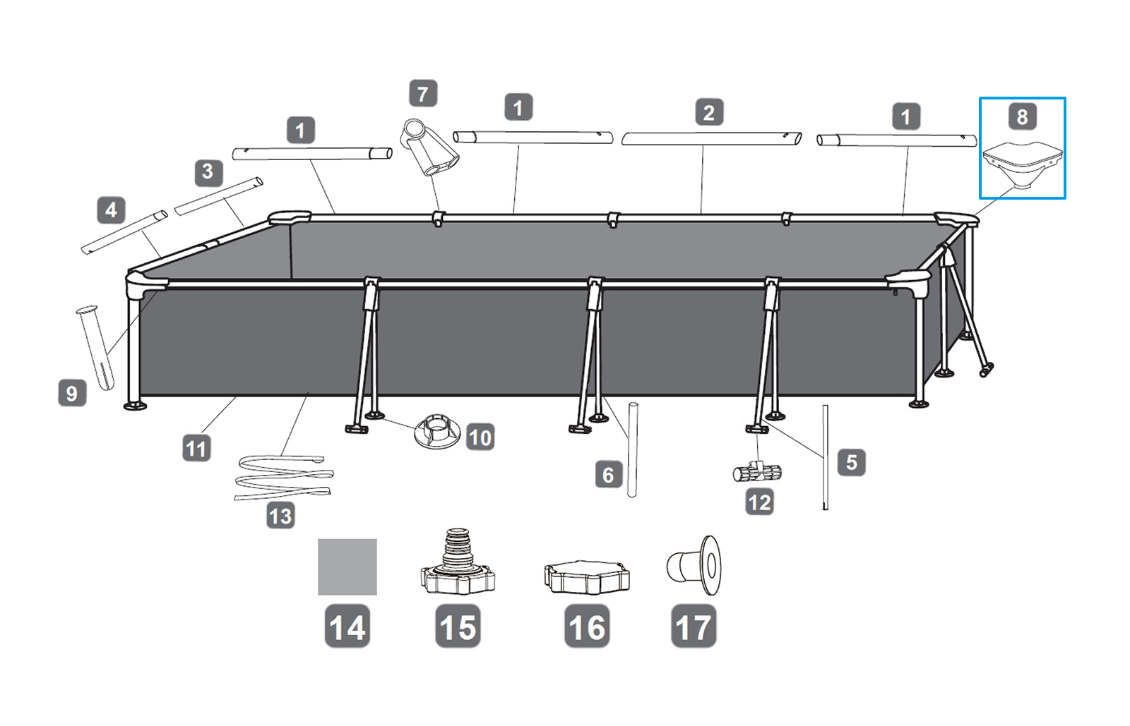 Bestway® Spare Part Corner joint with seat (white) for Steel Pro™ frame pools 400 x 211 x 81 cm (2023) Bestway® Spare Part Corner joint with seat (white) for Steel Pro™ frame pools 400 x 211 x 81 cm (2023)