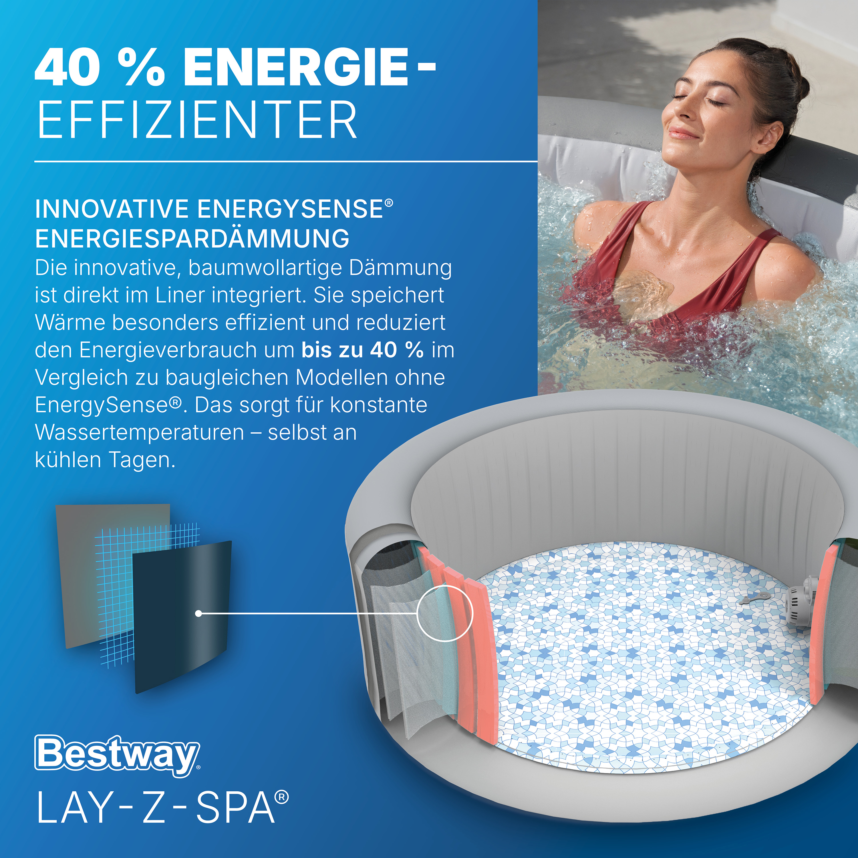 LAY-Z-SPA® Energiespar Whirlpool Hawaii AirJet™ mit App Steuerung, für 8 Personen Ø 236 x 71 cm, Silbergrau