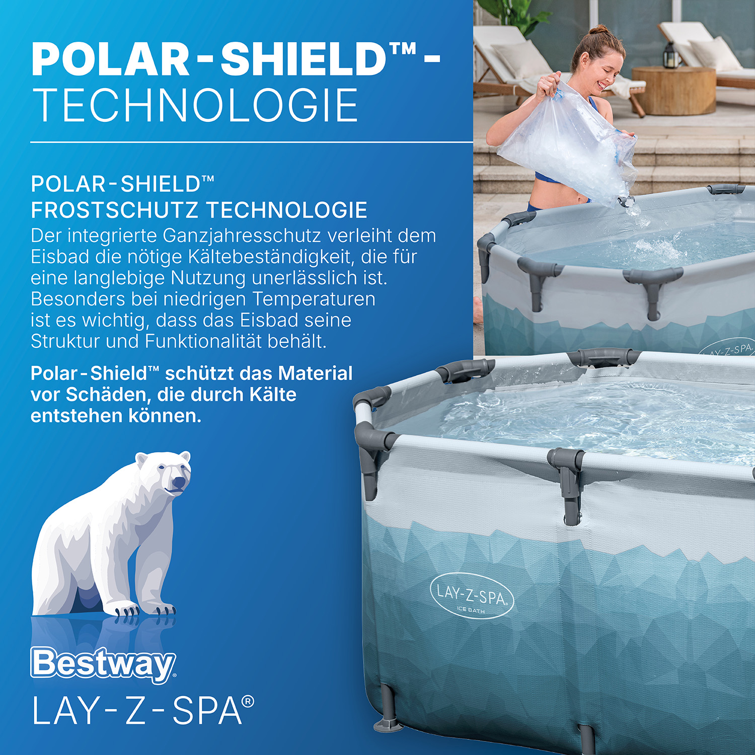 LAY-Z-SPA® Eisbad Glacial Dip™ mit Filterpumpe 150 x 90 x 65 cm, oval