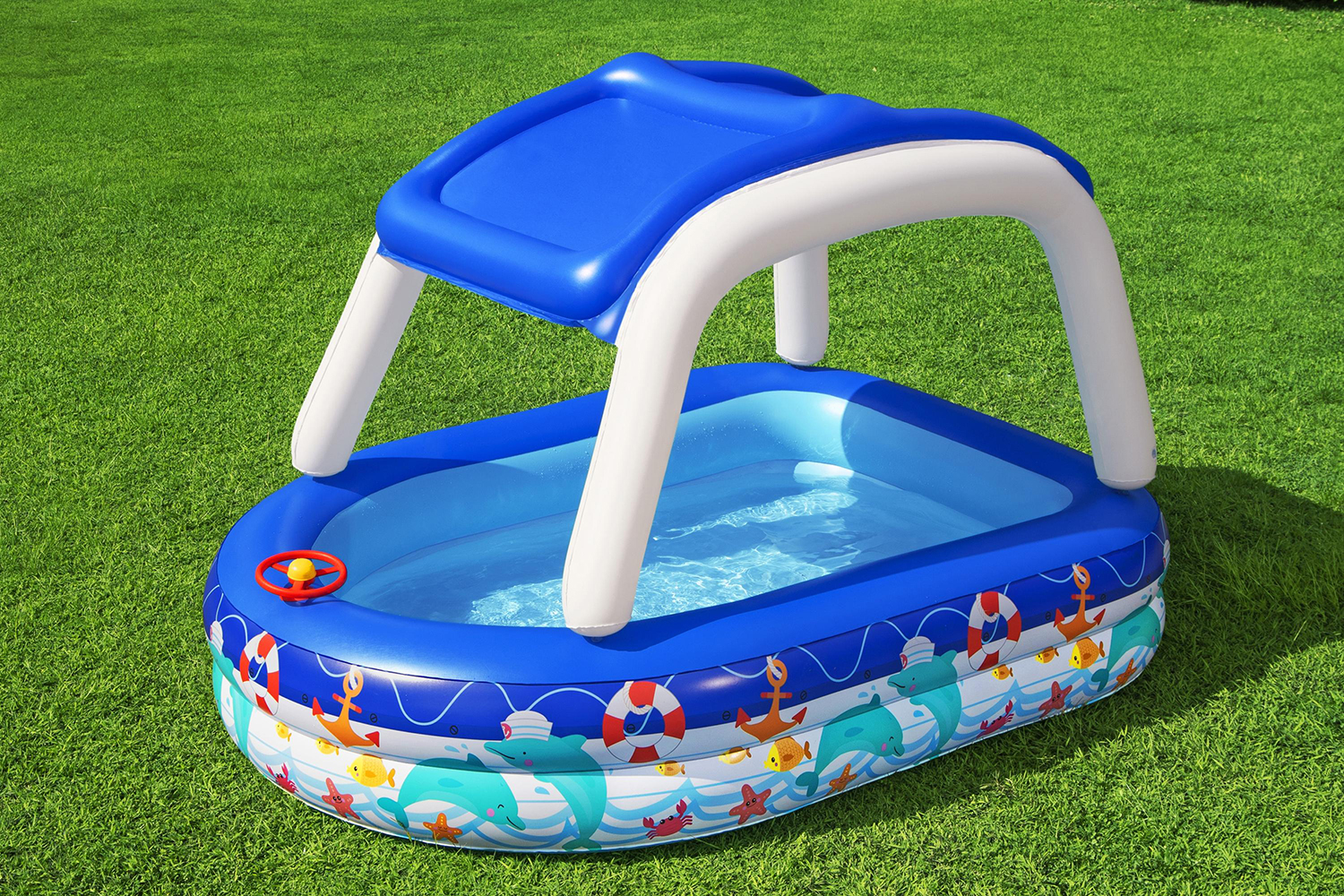Family Pool mit Sonnenschutzdach Sea Captain 213 x 155 x 132 cm