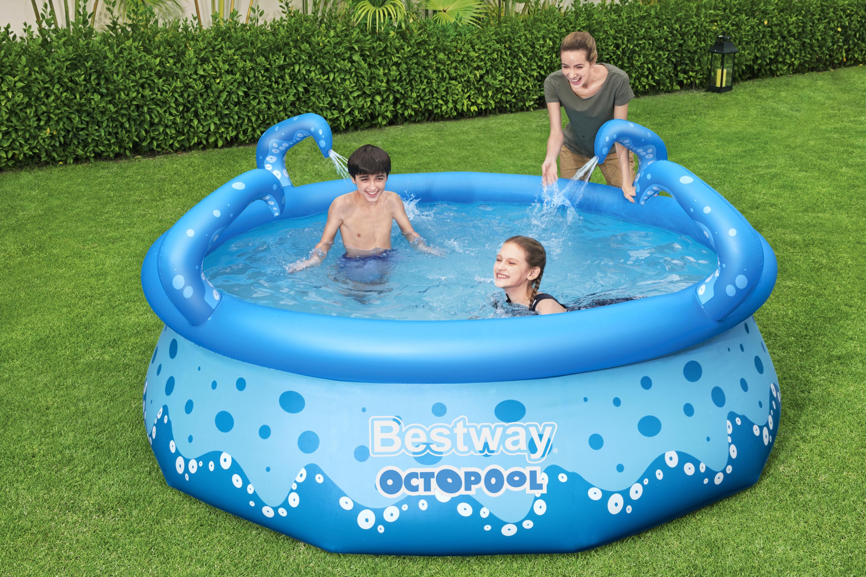 Fast Set™ OctoPool mit integerierten Wassersprinklern Ø 274 x 76 cm, blau mit Muster, rund