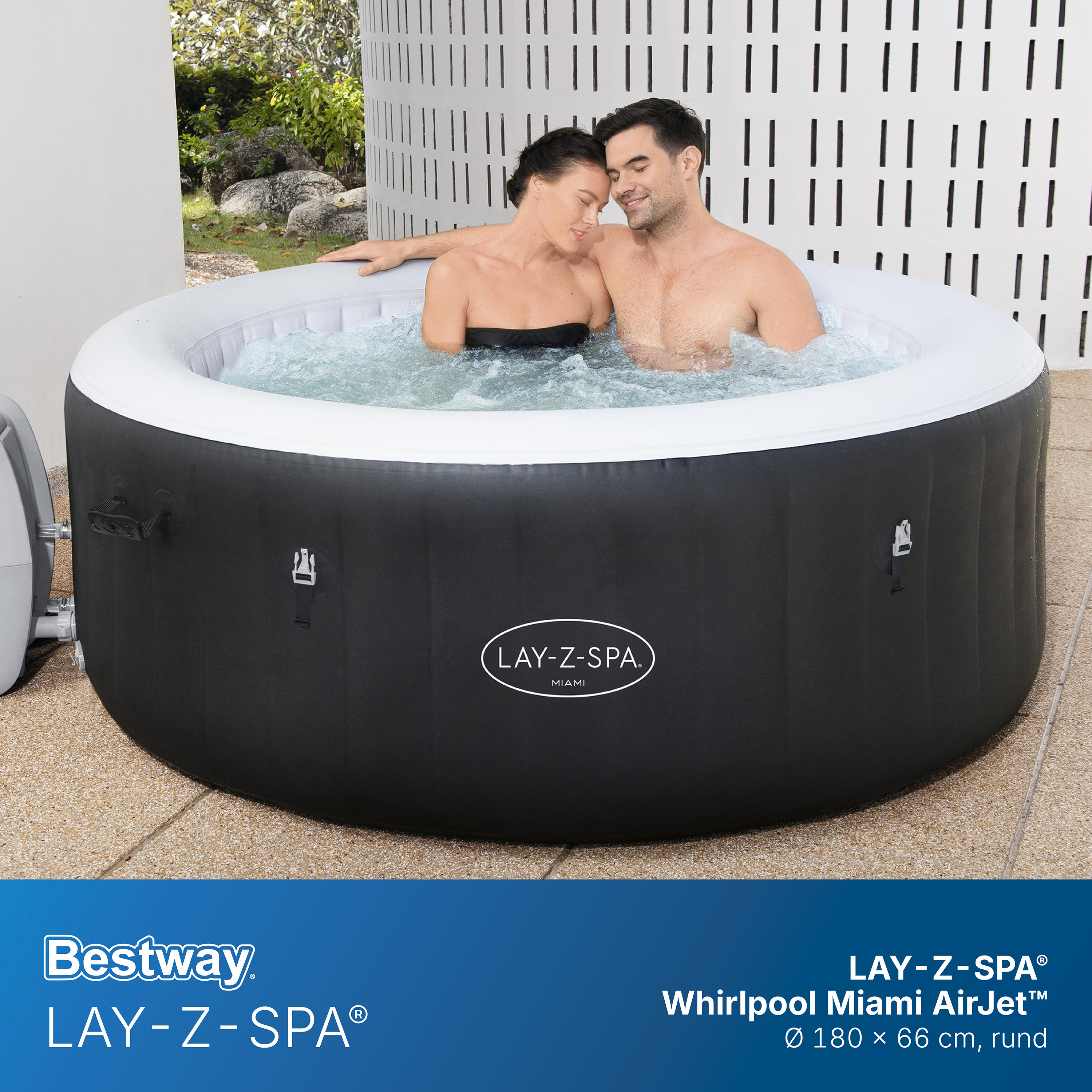 LAY-Z-SPA® Whirlpool Miami AirJet™ Ø 180 x 66 cm, rund