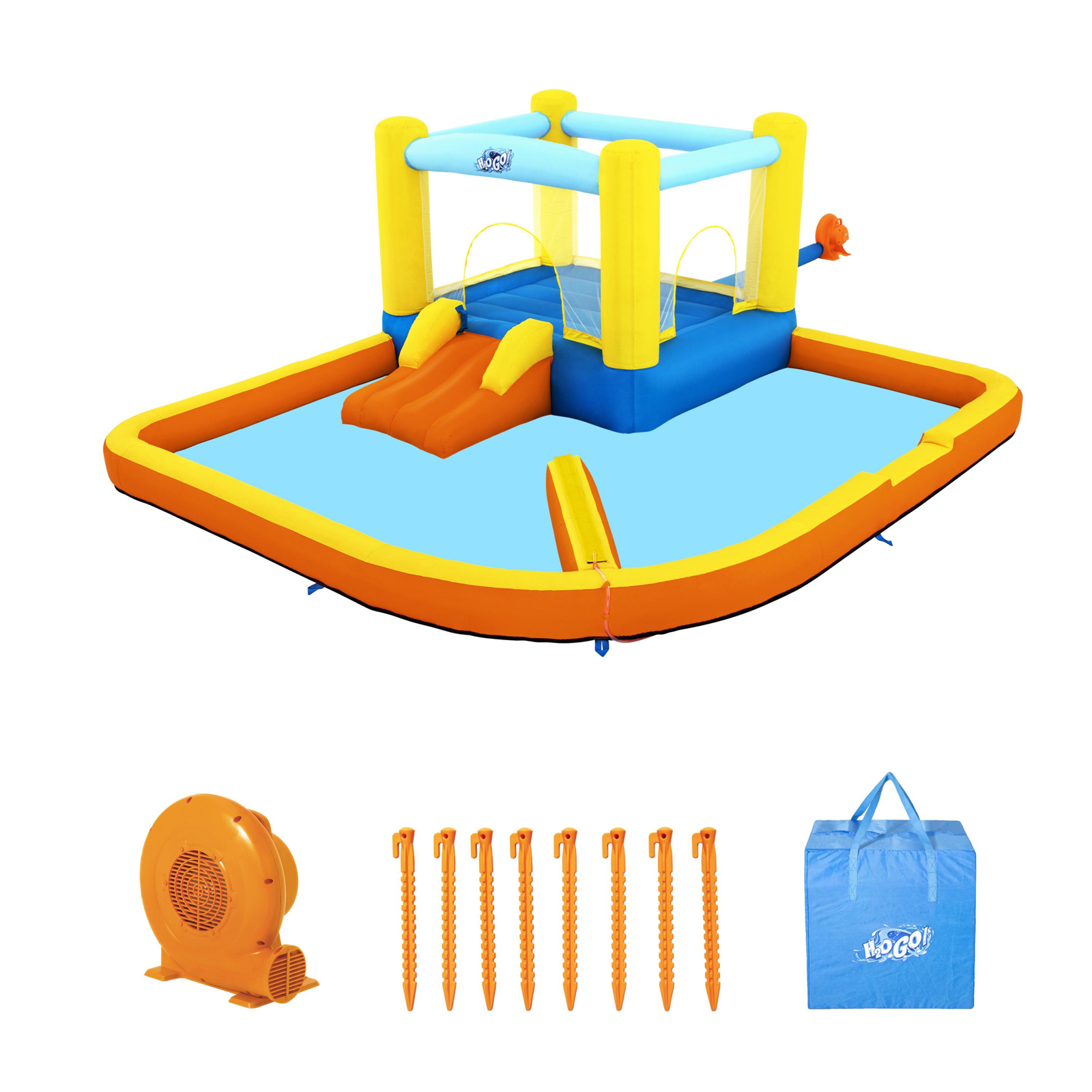H2OGO!® Mega-Wasserpark mit Dauergebläse Beach Bounce 365 x 340 x 152 cm