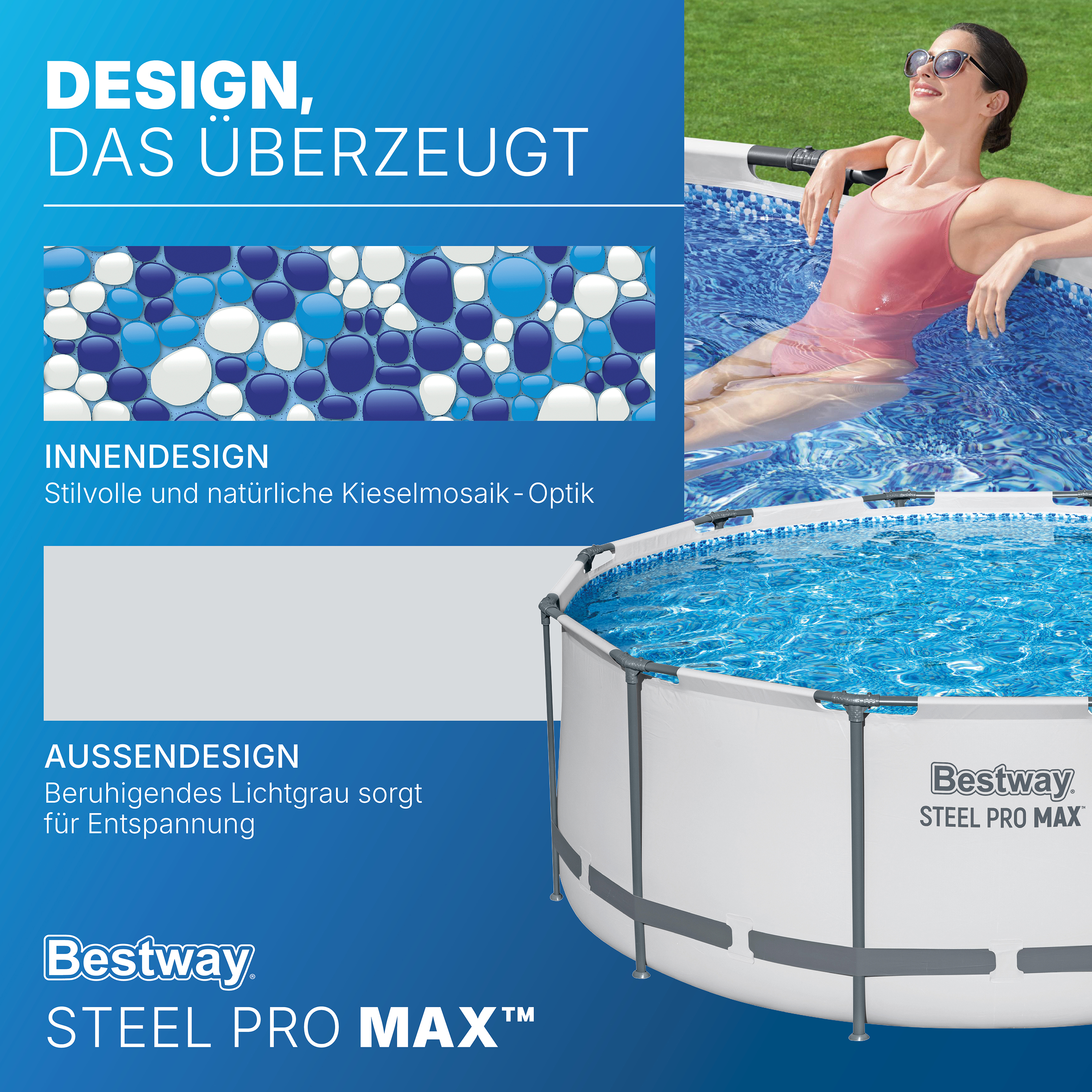 Steel Pro MAX™ Solo Pool ohne Zubehör Ø 366 x 122 cm, lichtgrau, rund