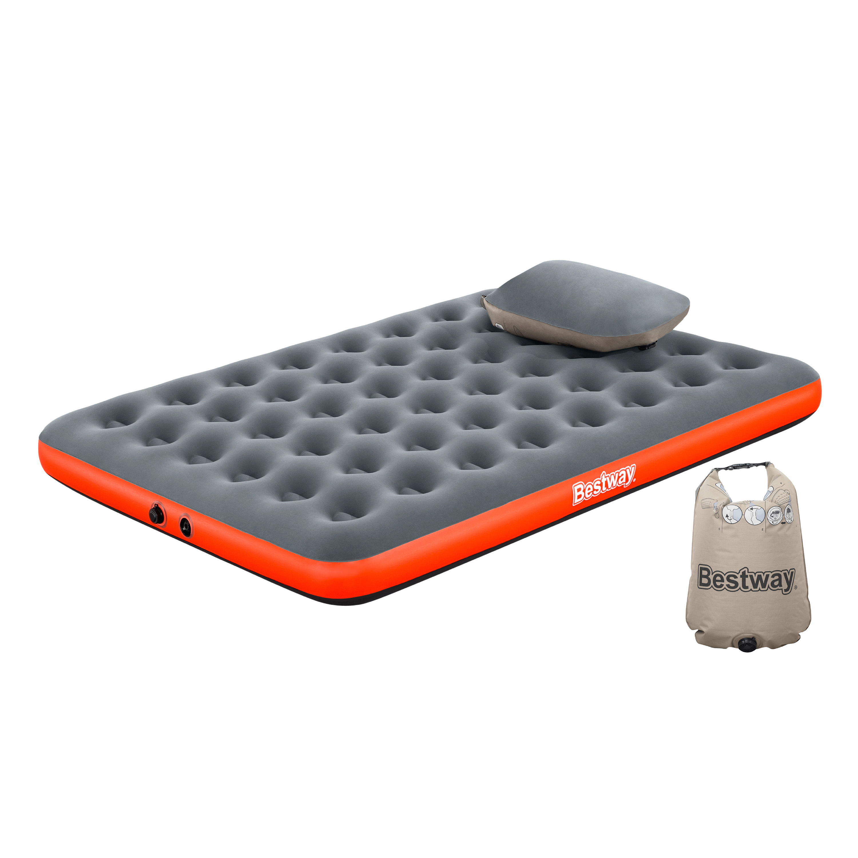 Doppelluftbett Roll & Relax mit Kissenpumpe 203 x 152 x 22 cm