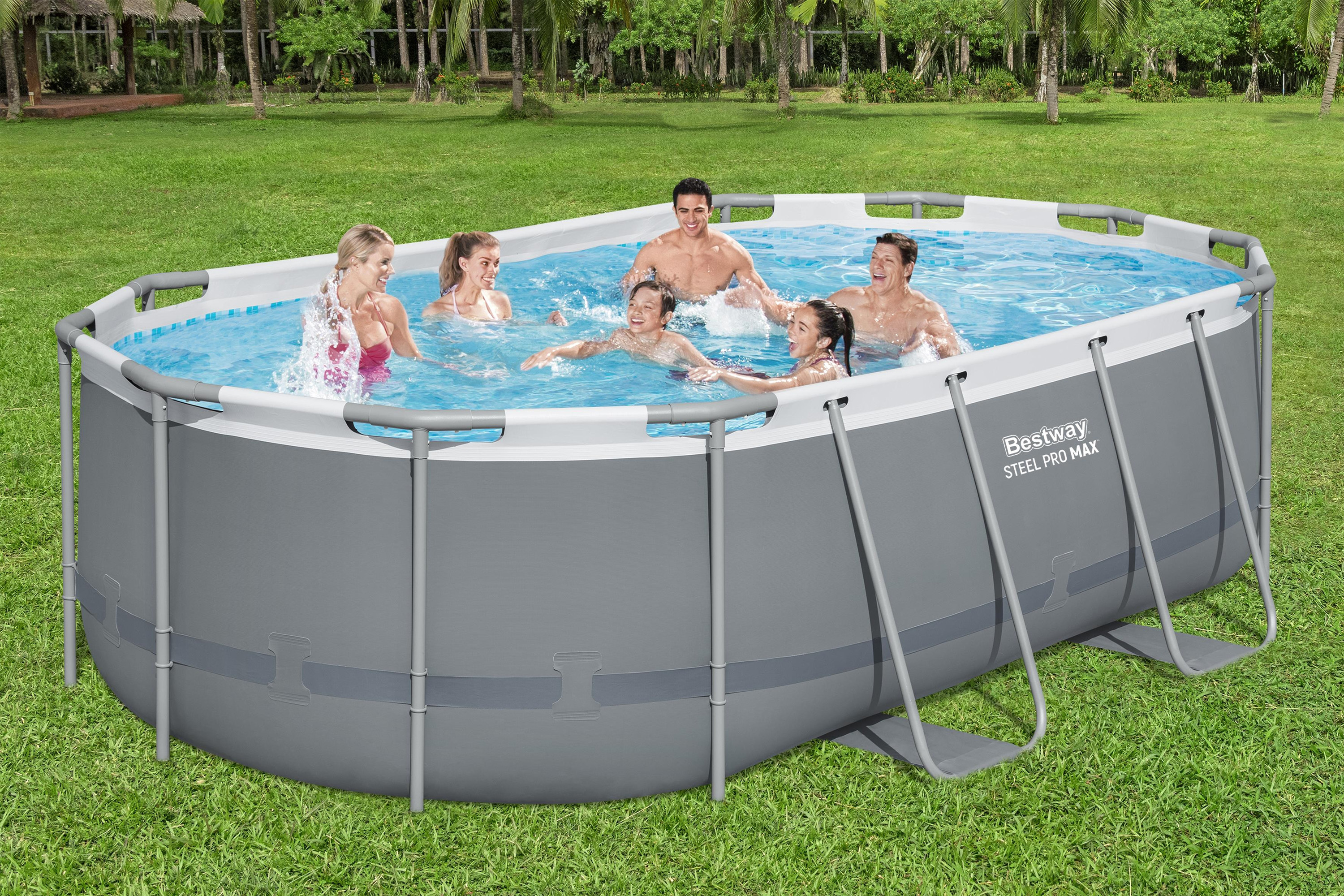 Steel Pro MAX™ Frame Pool Set mit Filterpumpe 427 x 250 x 100 cm , grau, oval