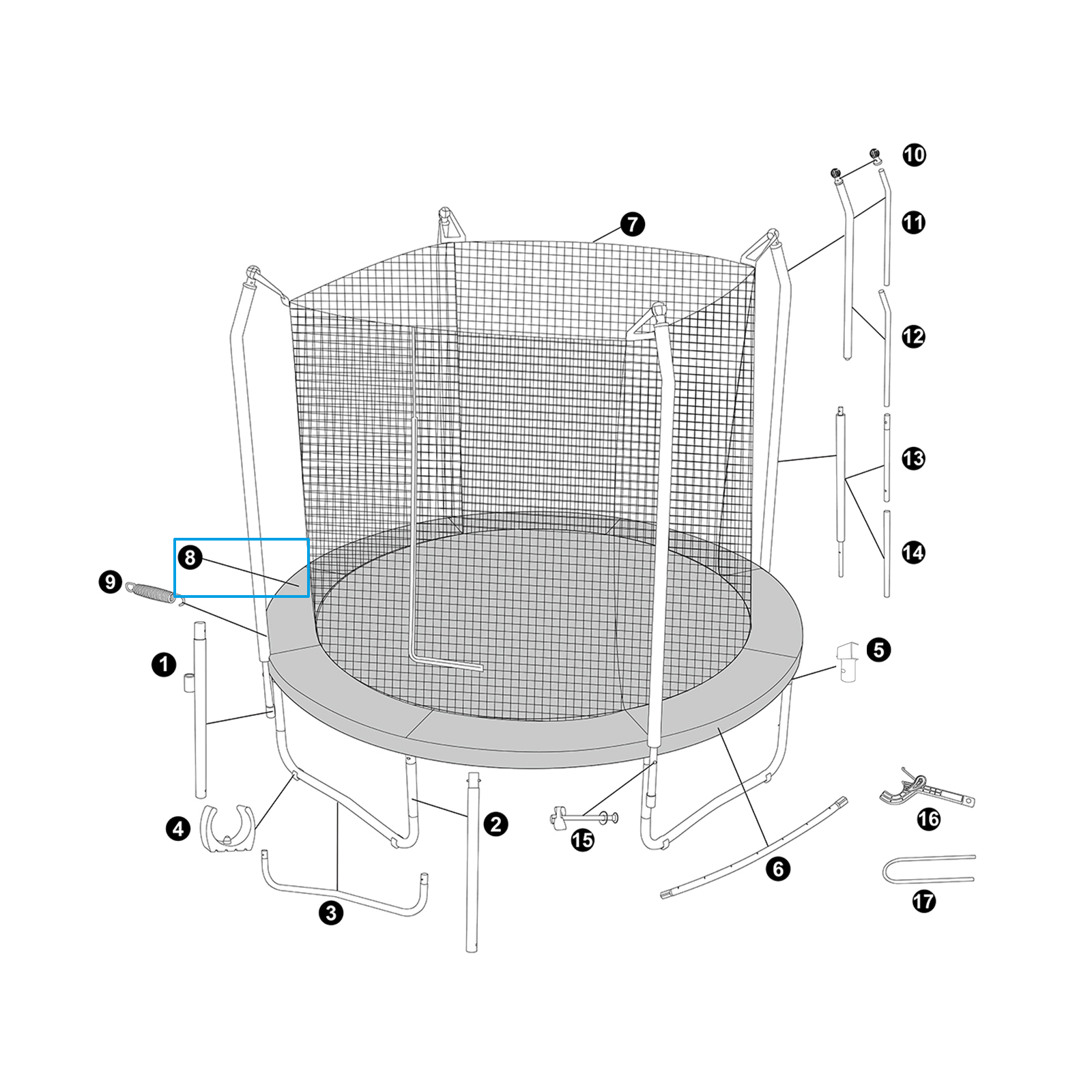 Bestway® Spare Part Frame Pad for 10' x 8'4"/3.05m x 2.55m Xtreme Air Trampoline