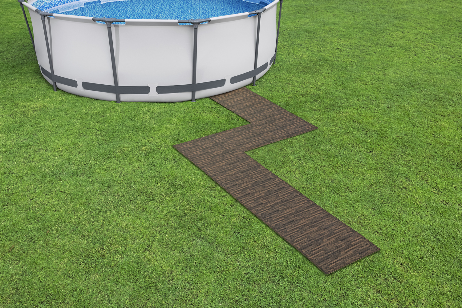 Pool-Bodenschutzfliesen Set 12 Stück á 50 x 50 cm, Holz-Optik (Palisander)