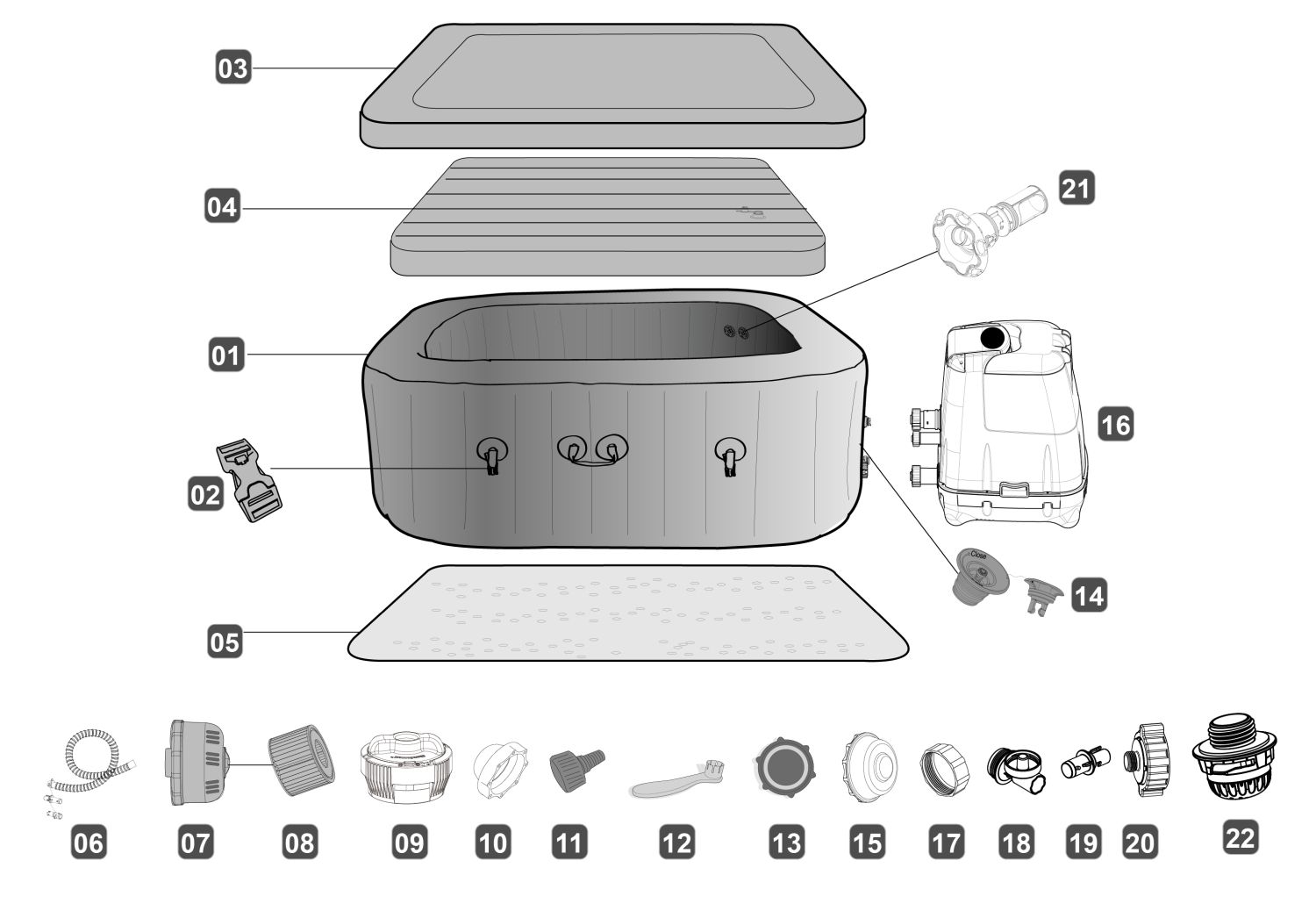 Bestway® Spare Part Washer for water inlet set (2 pieces) for LAY-Z-SPA® HydroJet Pro™ whirlpools