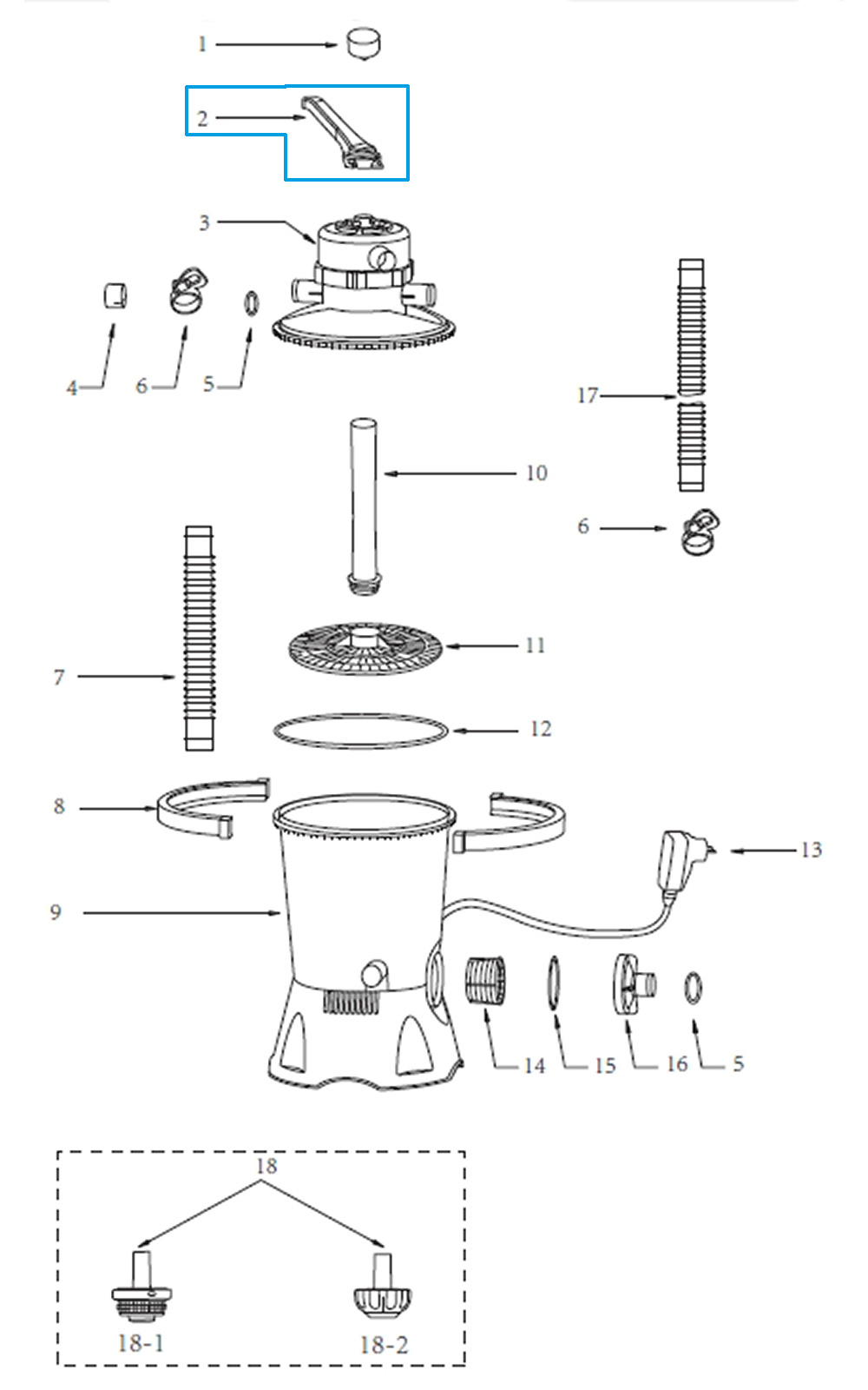 Bestway® Spare Part handle (turquoise) for Flowclear™ sand filter unit  (3.596 l/h | 2025 ) Bestway® Spare Part handle (turquoise) for Flowclear™ sand filter unit  (3.596 l/h | 2025 )