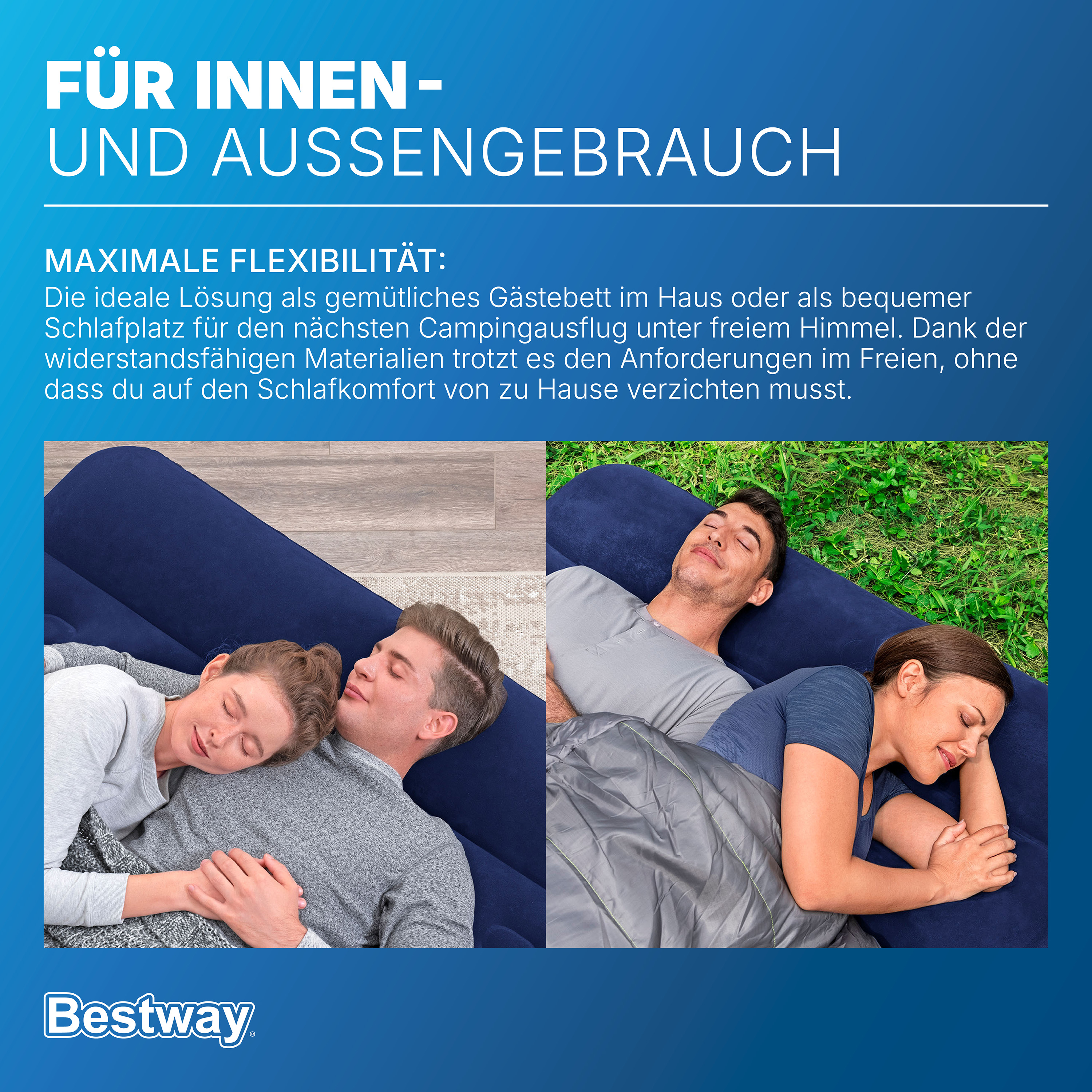 Doppelluftbett mit integrierter Fußpumpe 191 x 137 x 28 cm