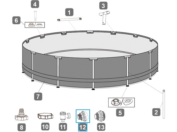 Bestway® Spare Part pool inlet strainer (grey / Ø 38 mm) for pools with angle valves