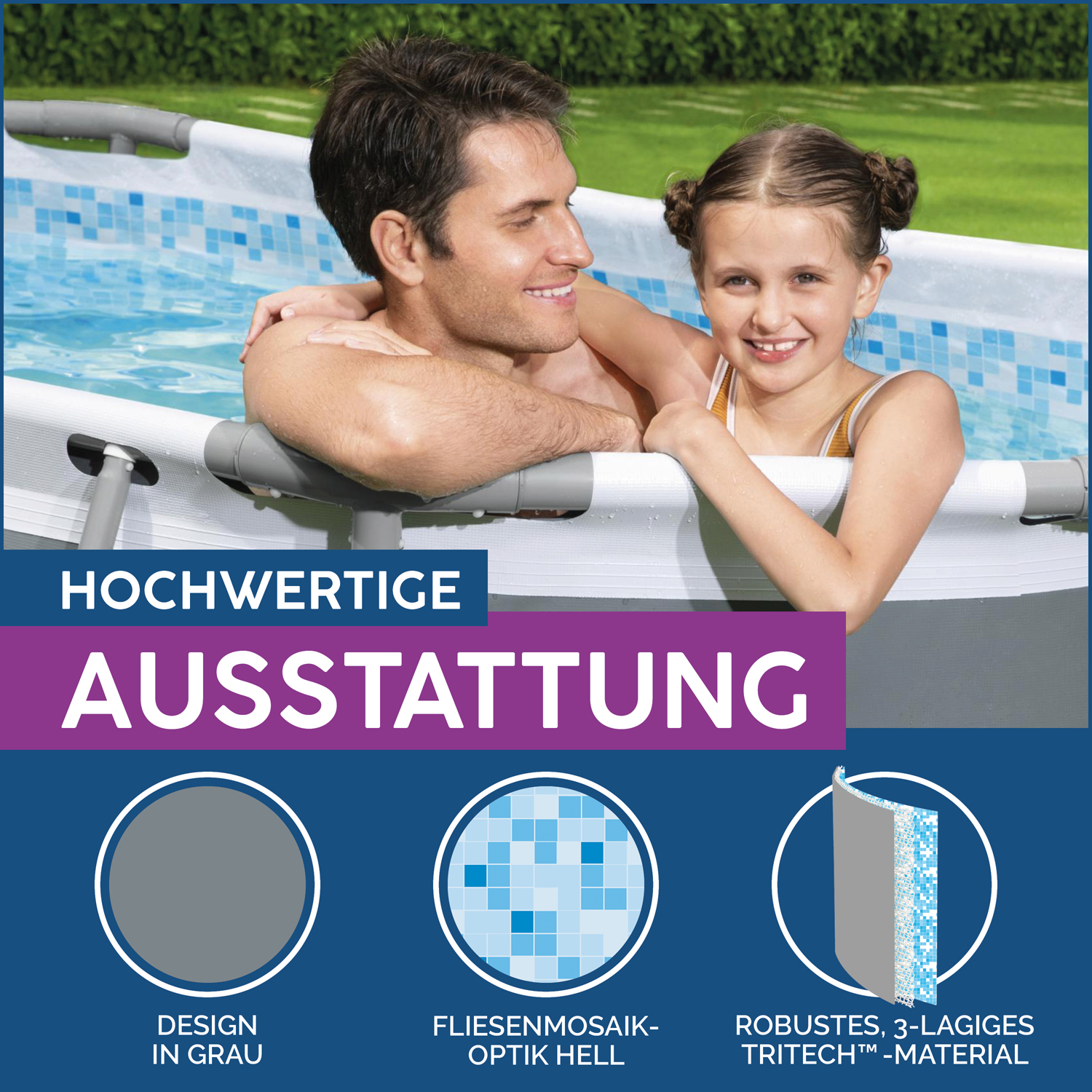 Power Steel™ Frame Pool Set mit Filterpumpe 427 x 250 x 100 cm , grau, oval