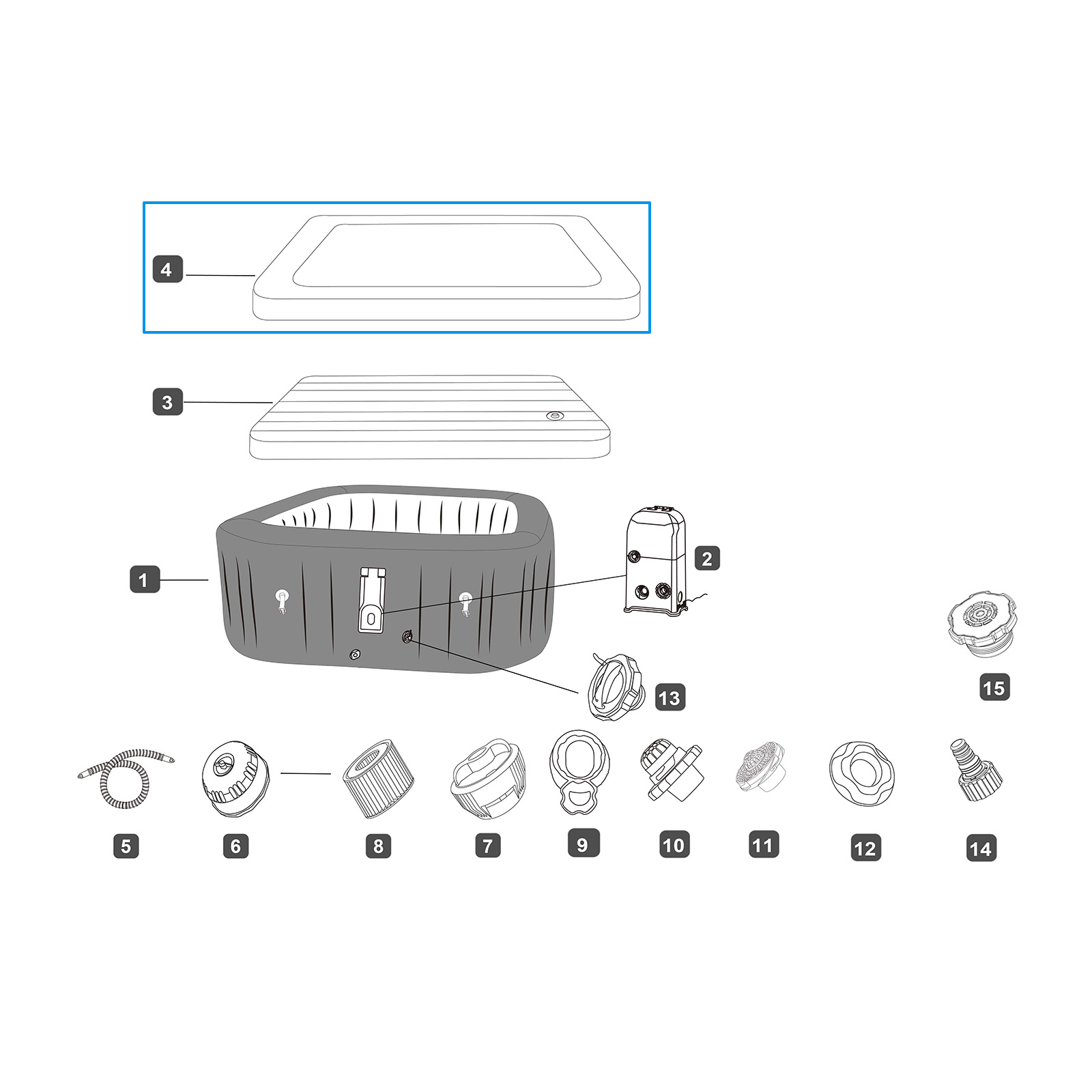 Bestway® Ersatzteil Abdeckung Marmor-Optik (Sand) für LAY-Z-SPA® Rome Smart AirJet™ Energiespar-Whirlpool