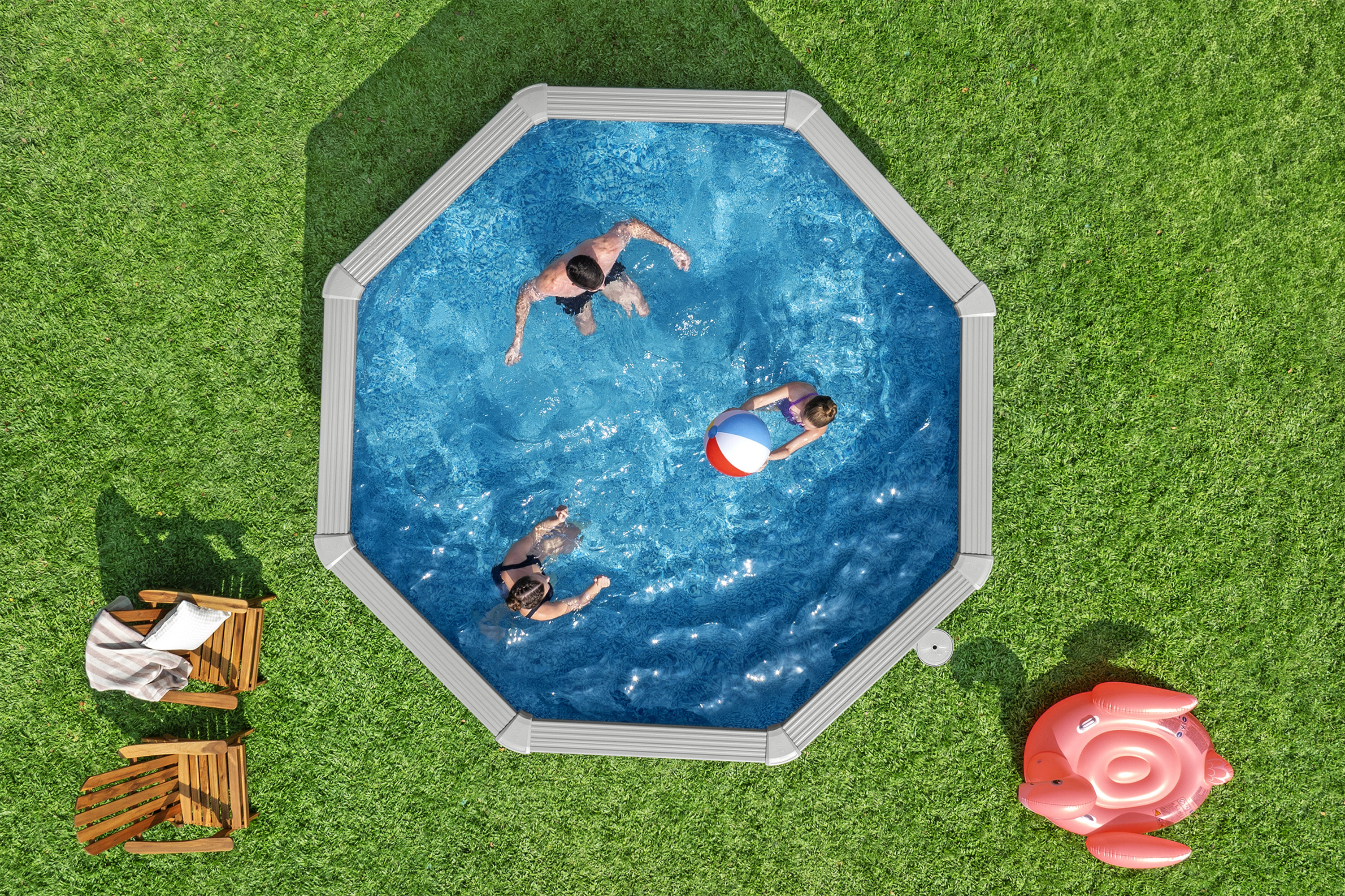 Hydrium™ Stahlwandpool Komplett Set mit Sandfilteranlage Ø 366 x 122 cm , granitgrau, rund