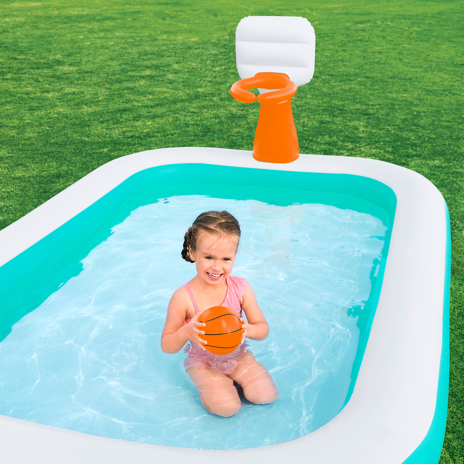 Family Pool Dunk N' Splash™ mit Basketballkörben 251 x 168 x 102 cm