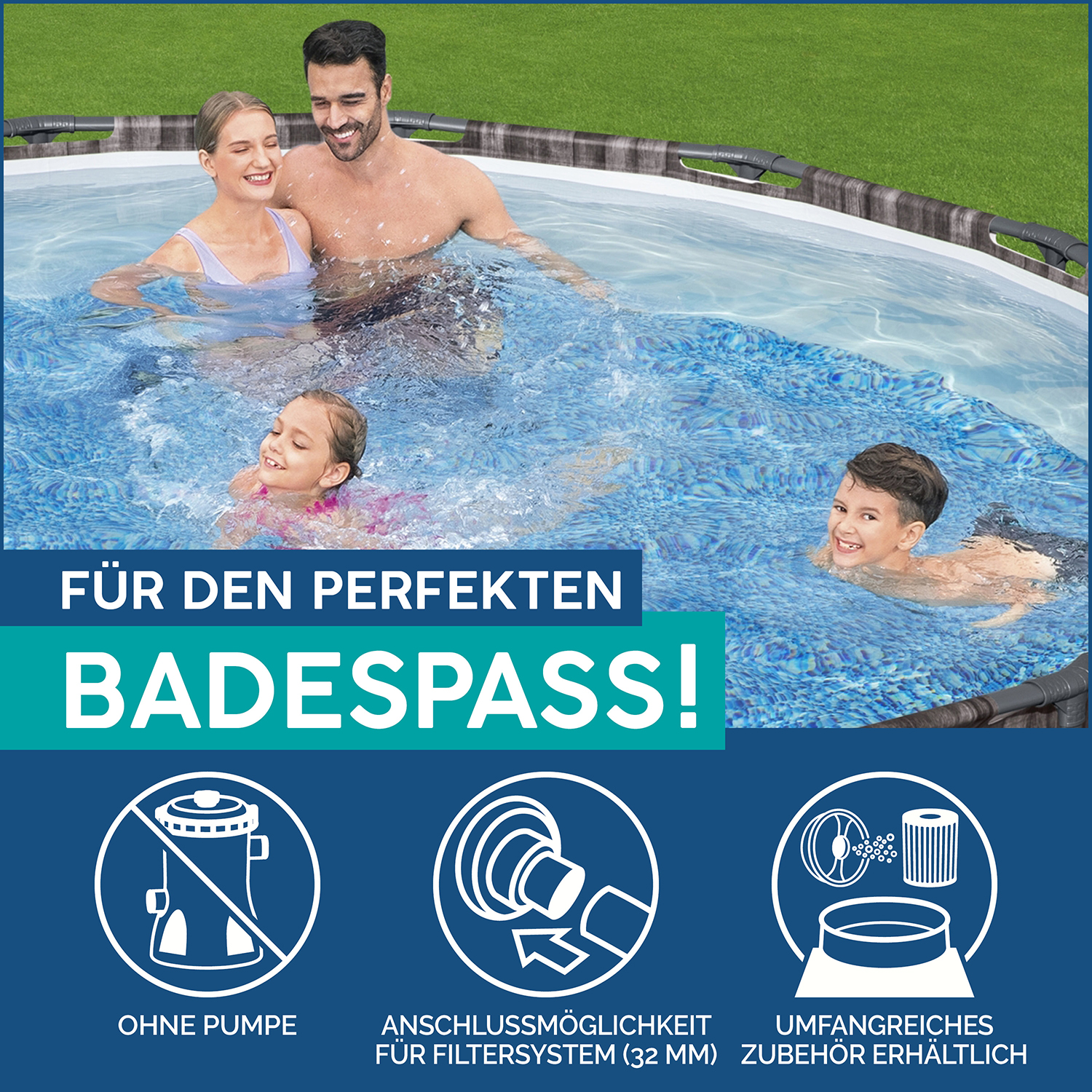 Steel Pro MAX™ Solo Pool ohne Zubehör Ø 427 x 107 cm, Holz-Optik (Mooreiche), rund