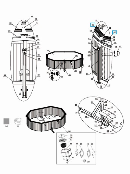 Bestway® Spare Part Top Platform for various Hydrium™ steel wall pools, round & oval