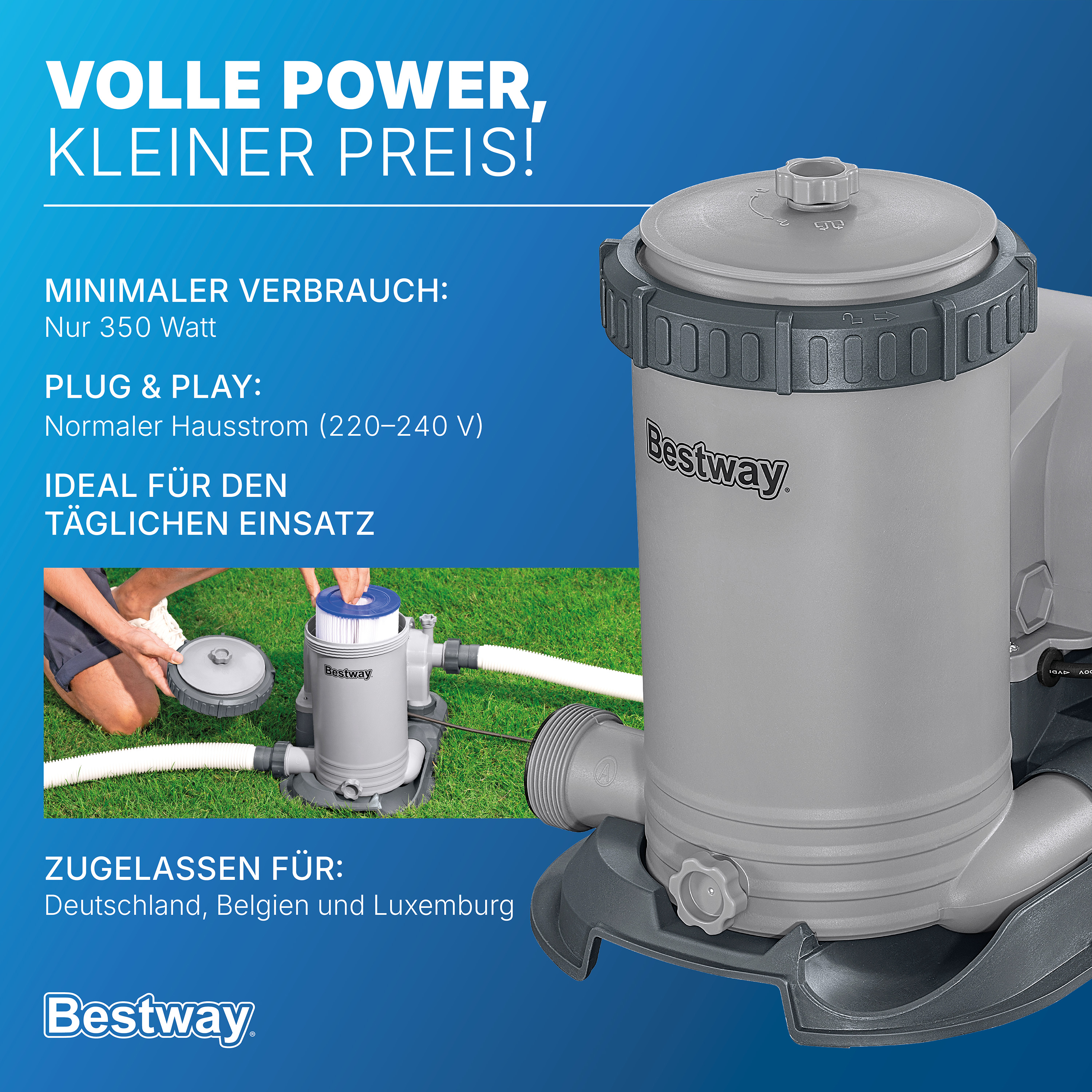 Filterpumpe 9.463 l/h, 350 W