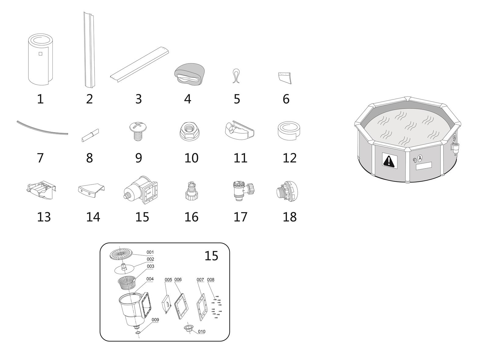 Bestway® Spare Part Pool cover (black) for Hydrium™ steel wall pool Ø 300 x 120 cm, round Bestway® Spare Part Pool cover (black) for Hydrium™ steel wall pool Ø 300 x 120 cm, round