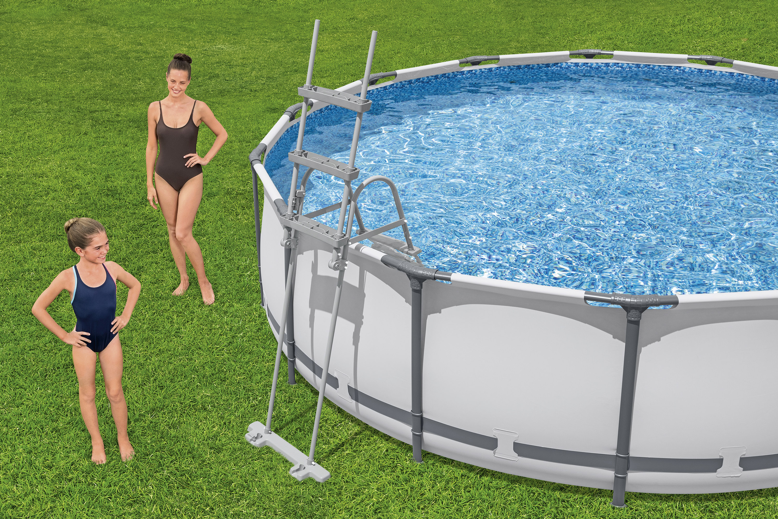 Steel Pro MAX™ Frame Pool Komplett Set mit Filterpumpe Ø 457 x 107 cm, lichtgrau, rund