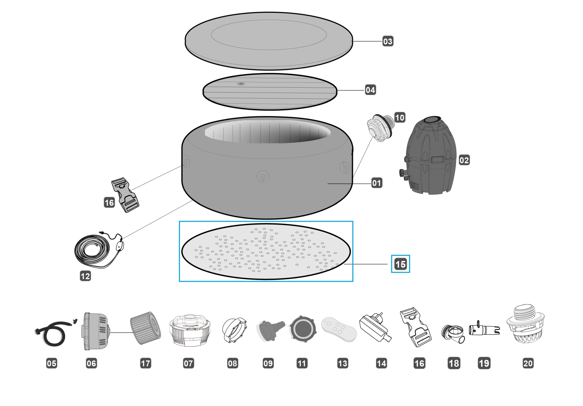 Bestway® Spare Part Ground Mat 185cm x 185cm for Lay-Z-Spa™