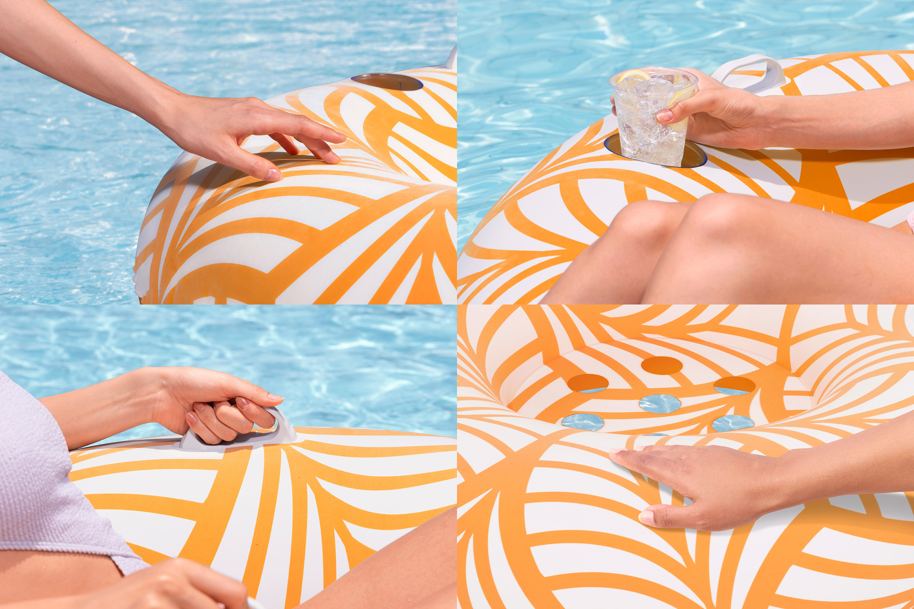 Schwimmring mit Textiloberfläche & Kopfstütze Ø 104 x 48 cm