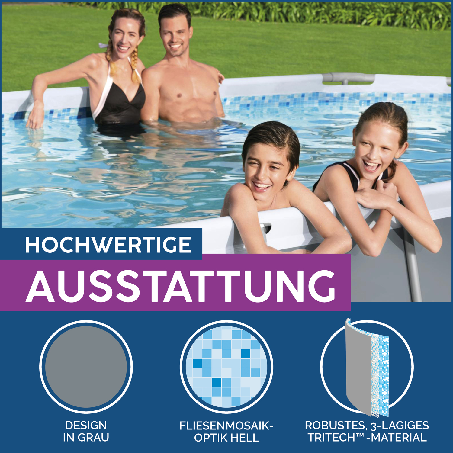 Power Steel™ Frame Pool Komplett-Set mit Filterpumpe 549 x 274 x 122 cm, grau, oval