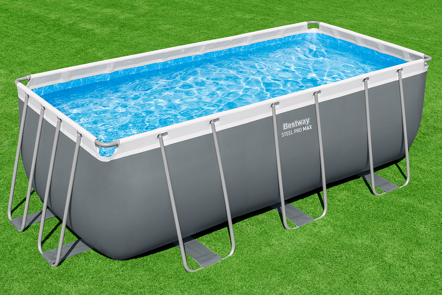 Steel Pro MAX™ Frame Pool Set mit Sandfilteranlage 412 x 201 x 122 cm, grau, eckig