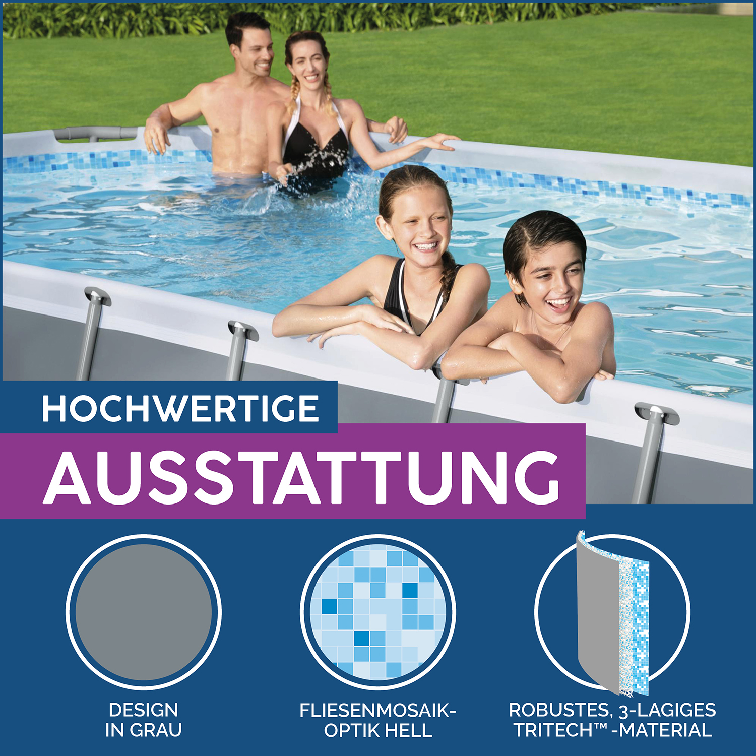Power Steel™ Solo Pool ohne Zubehör 549 x 274 x 122 cm, grau, oval