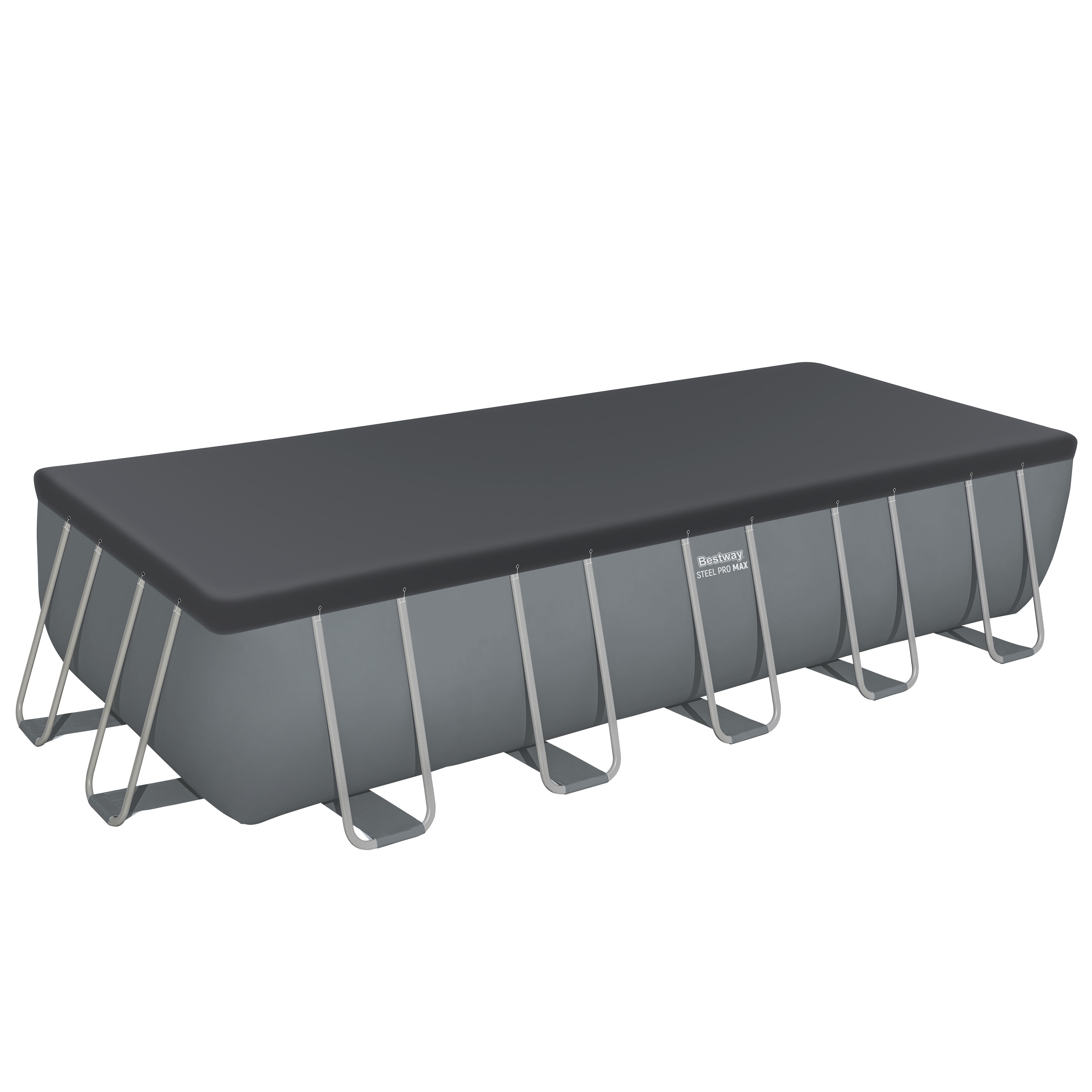 Steel Pro MAX™ Frame Pool Komplett Set mit Sandfilteranlage 640 x 274 x 132 cm, grau, eckig