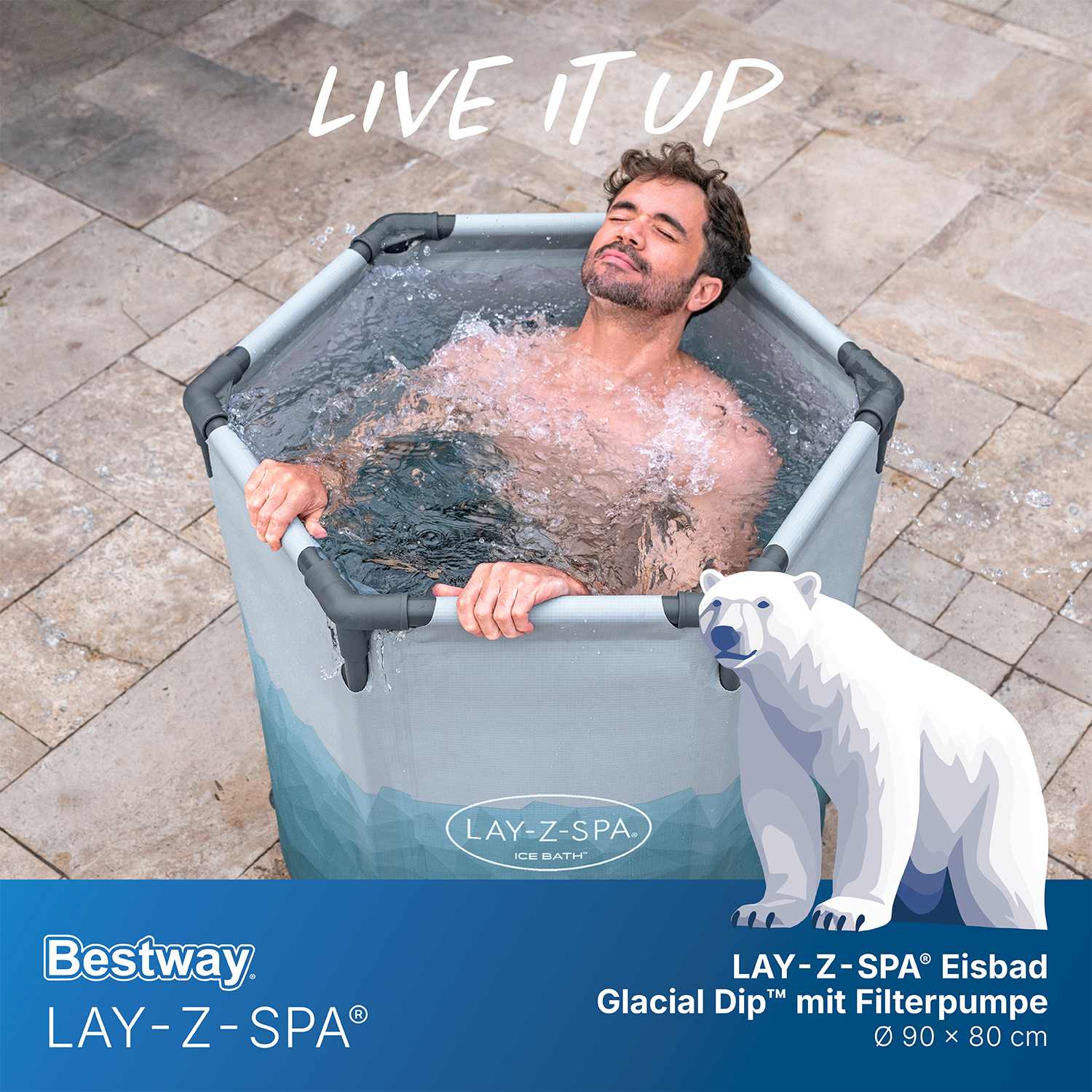 LAY-Z-SPA® Eisbad Glacial Dip™ mit Filterpumpe Ø 90 x 80 cm, rund LAY-Z-SPA® Eisbad Glacial Dip™ mit Filterpumpe Ø 90 x 80 cm, rund