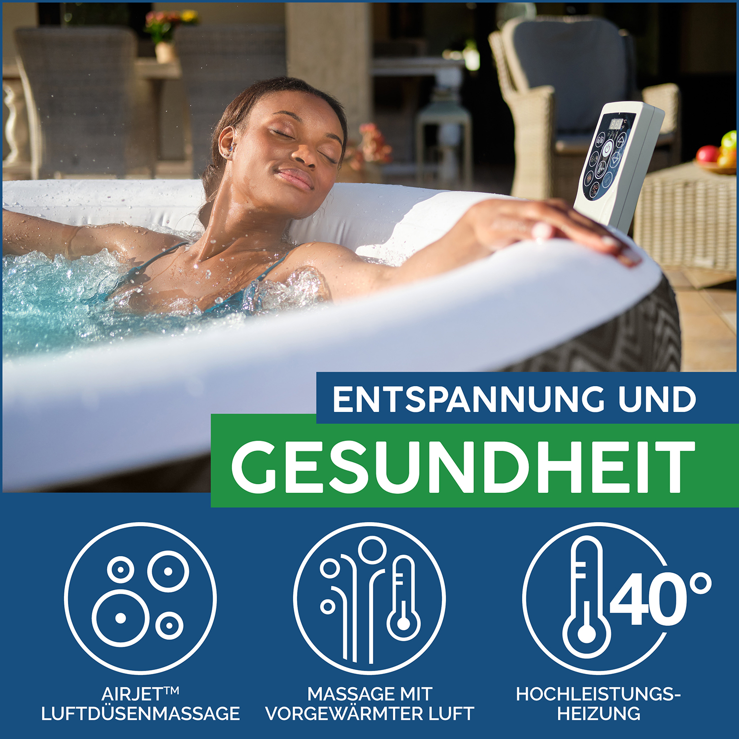 LAY-Z-SPA® UltraFit™ -Whirlpool Barbuda AirJet™ Ø 180 x 66 cm, rund