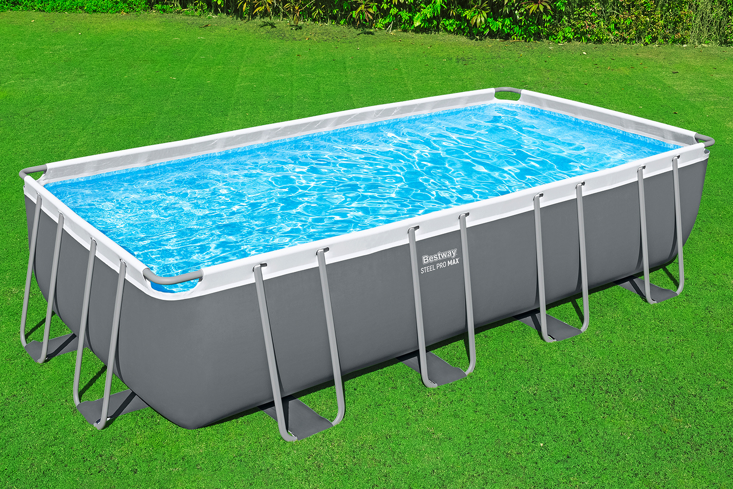 Steel  Pro MAX™ Frame Pool Komplett Set mit Filterpumpe 549 x 274 x 122 cm, grau, eckig