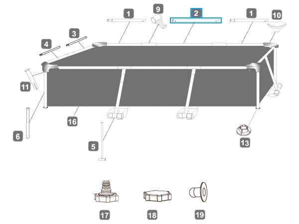 Bestway® Spare Part Top rail B (white) for Steel Pro™ frame pool 259 x 170 x 61 cm, angular