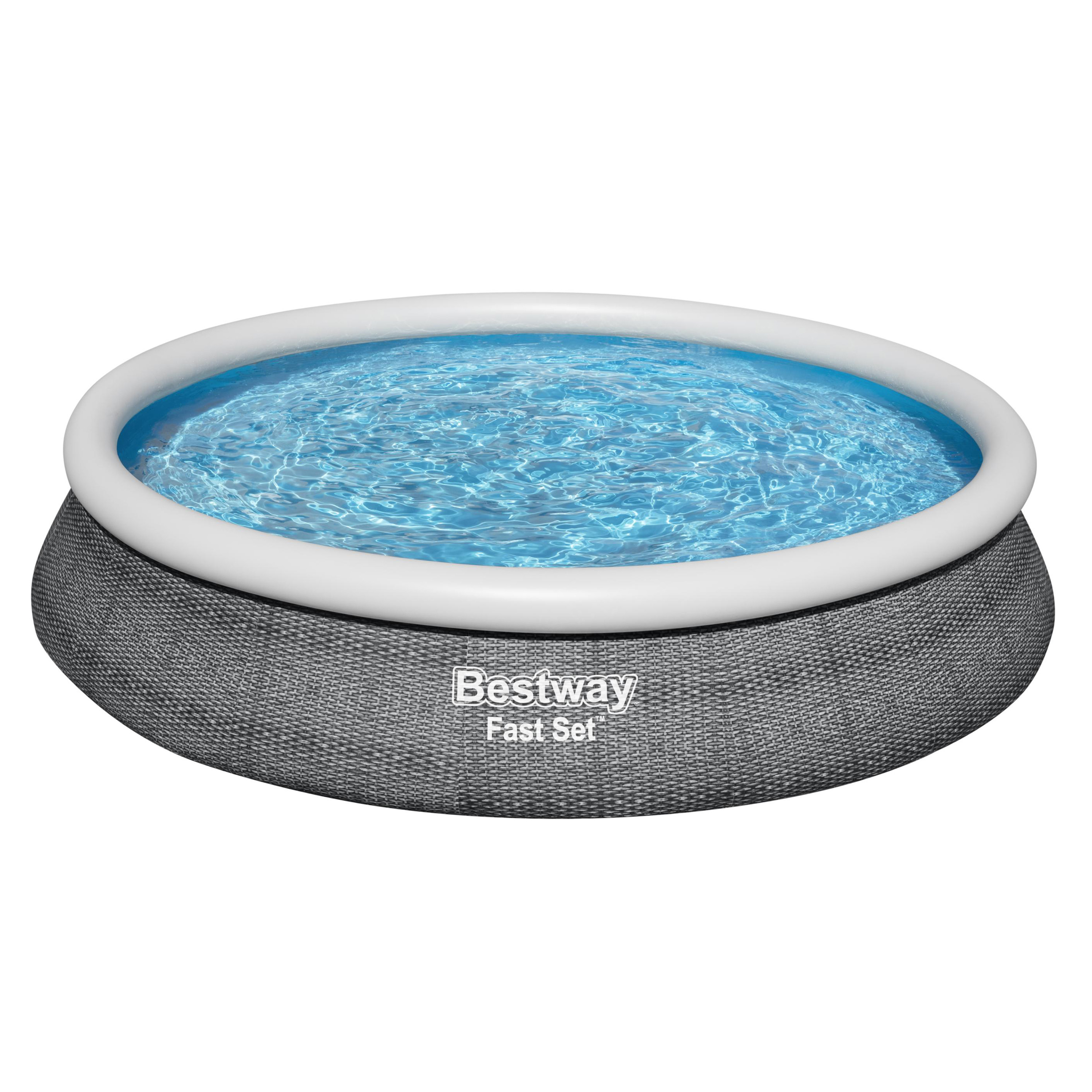 Fast Set™ Aufstellpool Set mit Filterpumpe Ø 457 x 84 cm, Rattan-Optik (Schiefergrau), rund