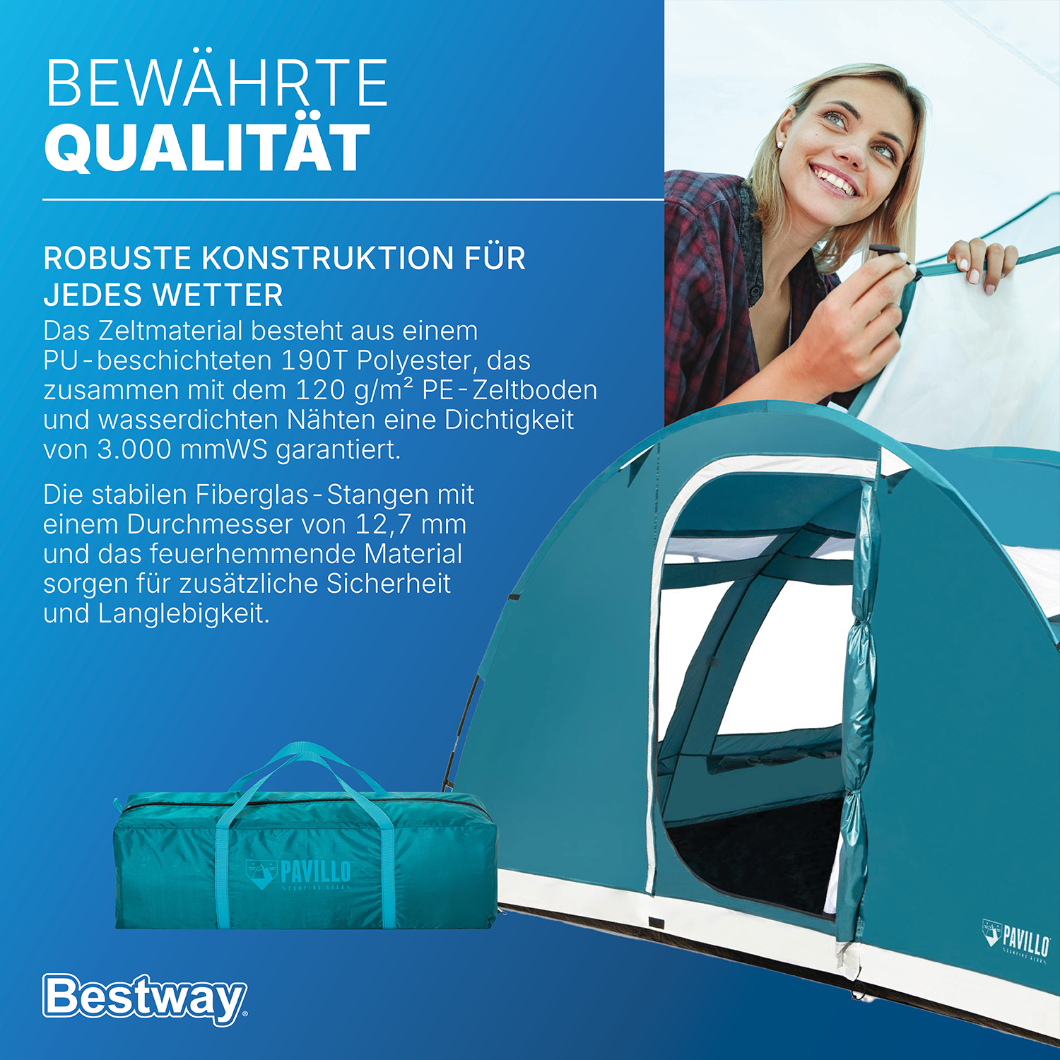 Pavillo™ 16'1"x12'6"x6'5"/4.9mx3.80mx1.95m Family Dome 6 Tent