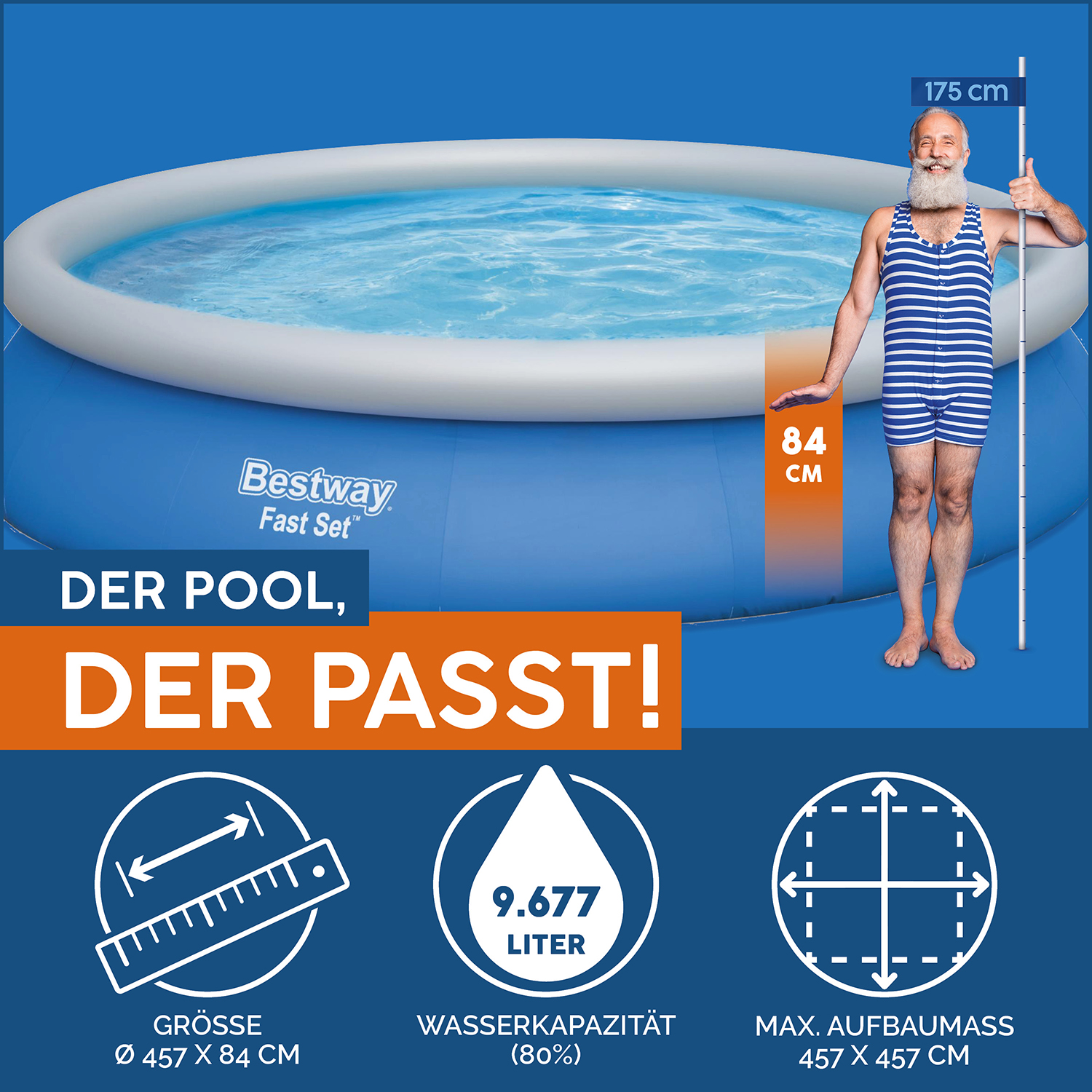 Fast Set™ Aufstellpool-Set mit Filterpumpe Ø 457 x 84 cm, blau, rund