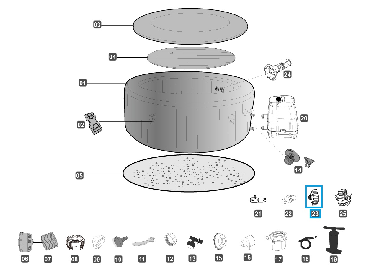 Bestway® Spare Part Drain valve adapter for Lay-Z-Spa™ whirlpools Bestway® Spare Part Drain valve adapter for Lay-Z-Spa™ whirlpools