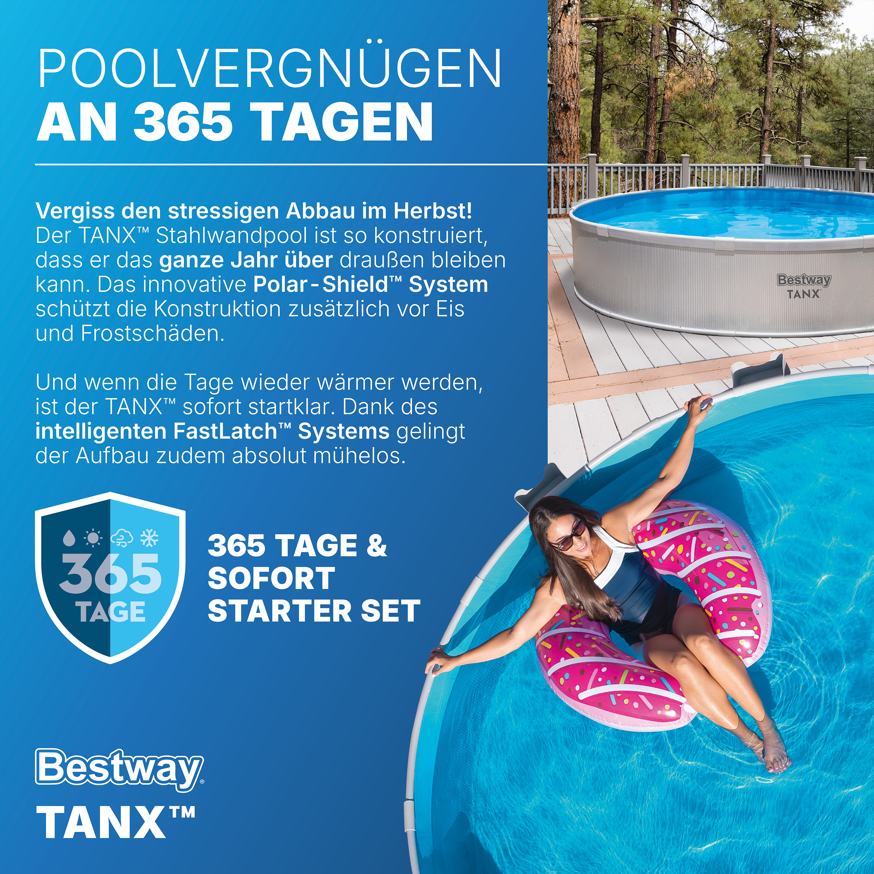 Tanx™ Stahlwandpool Set mit Filterpumpe Ø 305 x 61 cm, grau, rund